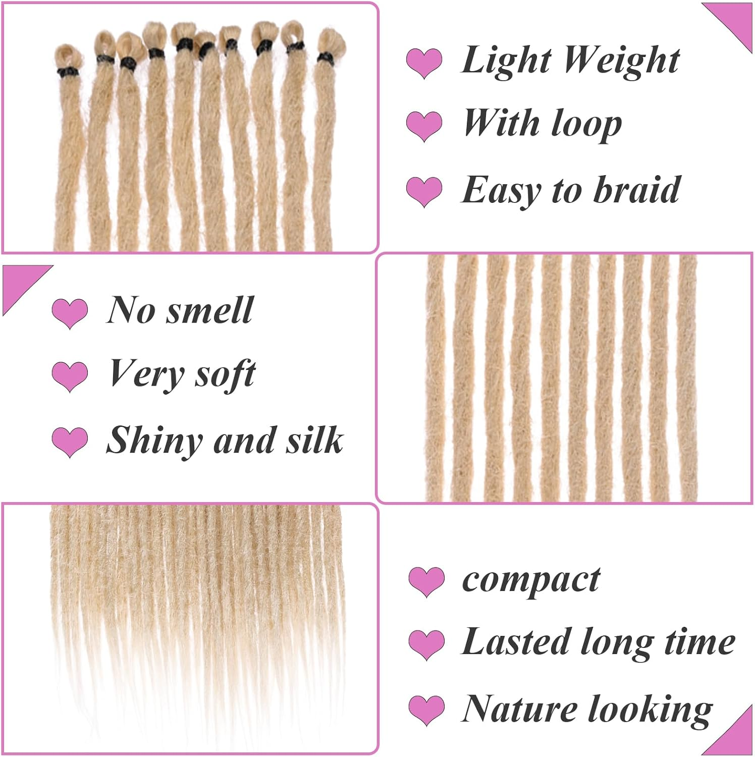 Samtress 18 Inch 20 Strands Thin 0.6 Cm Dreadlock Extensions Reggae Hip-Hop Synthetic Hair Ombre Blonde Handmade Loc Crochet Braiding Hair Extensions (#T27) image number 7
