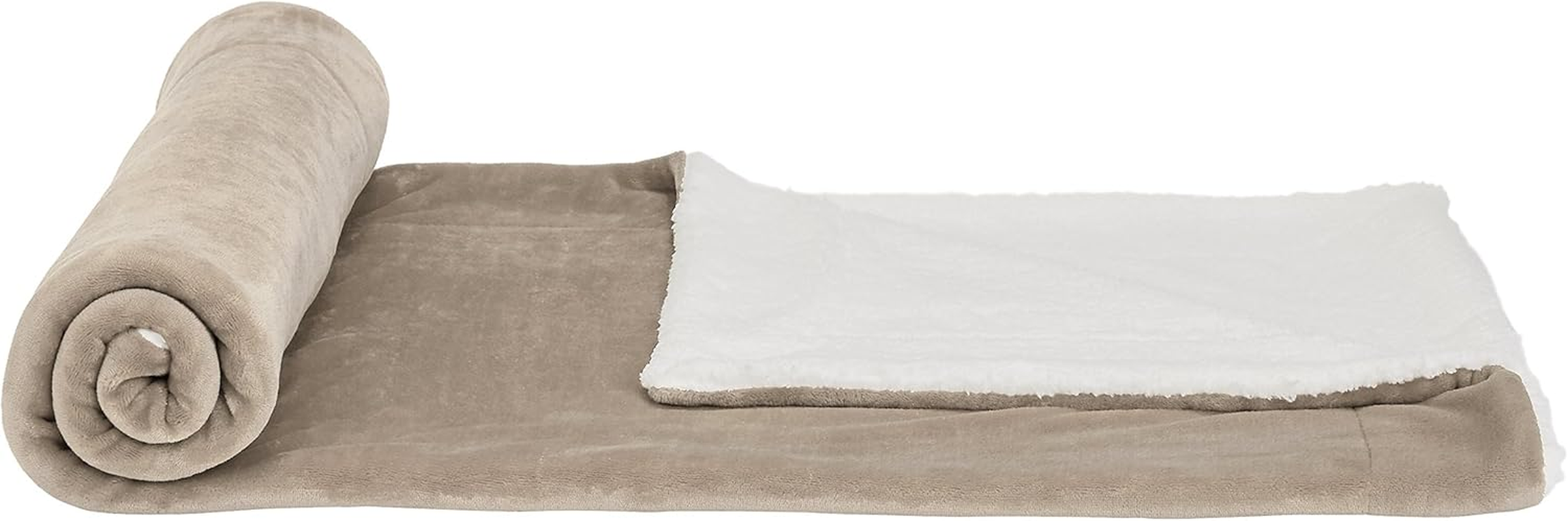 Amazon Basics Micromink Sherpa Blanket- 220 X 240 Cm, Taupe image number 1