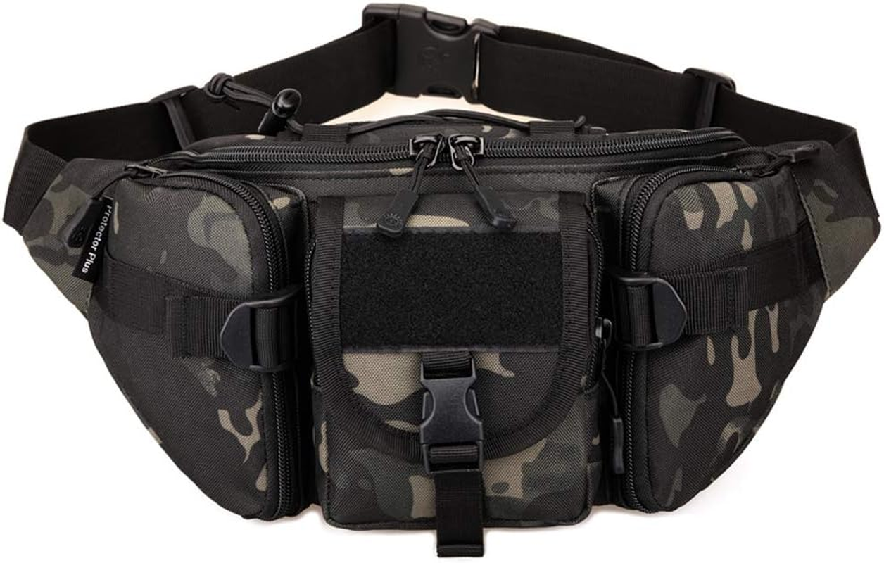 CREATOR Tactical Waist Pack Portable Fanny Pack Outdoor Hiking Travel Large Army Waist Bag Military Waist Pack for Daily Life Cycling Camping Hiking Hunting Fishing Shopping - Black