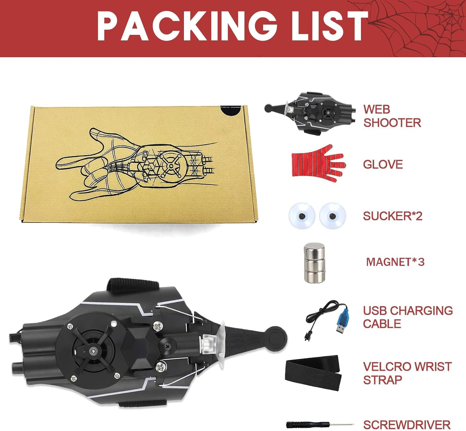 Spider Web Launcher String Shooters Toy 2.0 Upgrade, Spider Launcher Glove with 9.8-Foot Range, Cool Gadgets Spider Real Silk Superhero Role-Play Cool Stuff Fun Gifts Fun Toys for Men & Teens (Black) image number 5