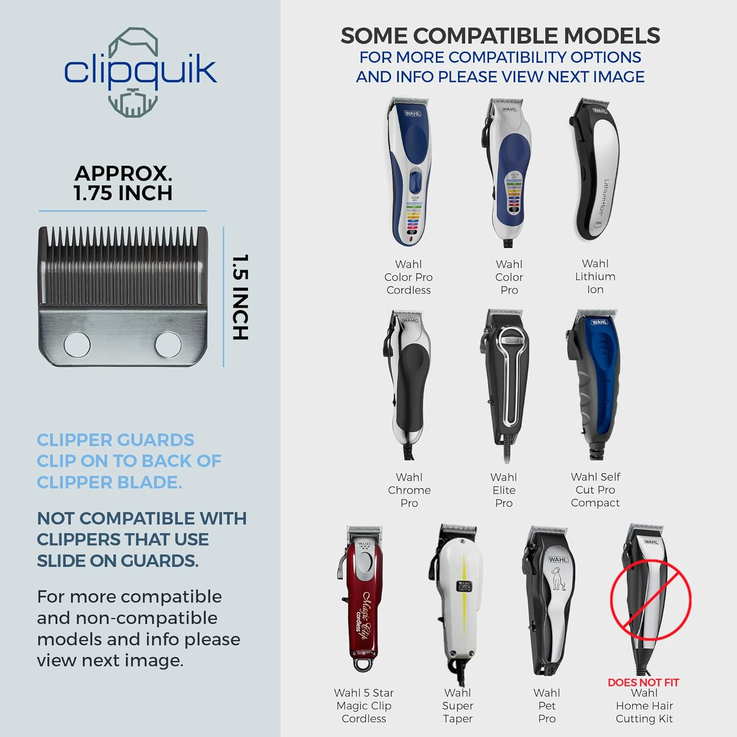 Clipquik Premium XL Clipper Guards for Most Wahl Clippers, Extra Long and Sturdy #20 18 16 14 12 10 (2.5 Inch, 2.25", 2", 1.75", 1.5", 1.25") Large Clipper Guide Comb Set image number 4