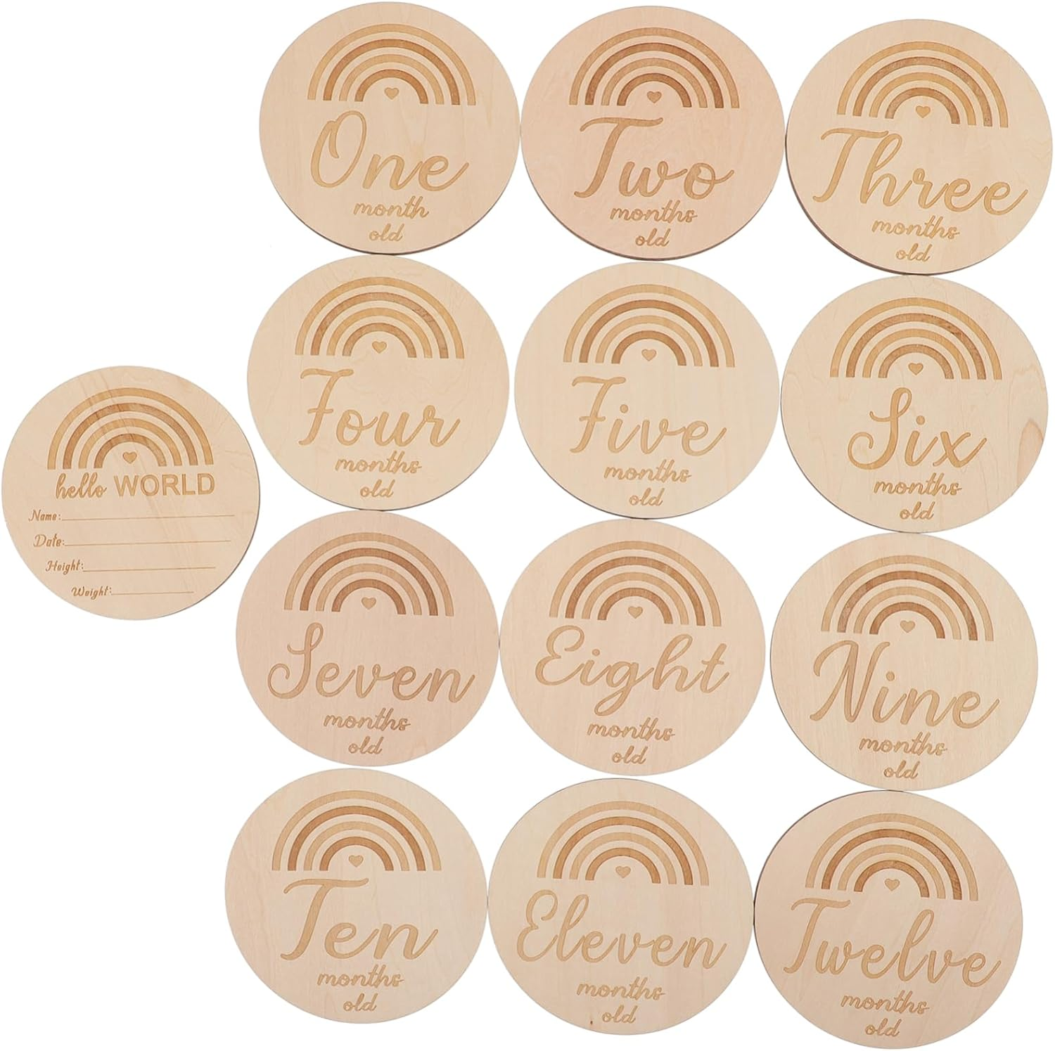 13Pcs Wooden Milestone Cards Photo Prop Newborn Name Sign Milestone Announcements image number 6
