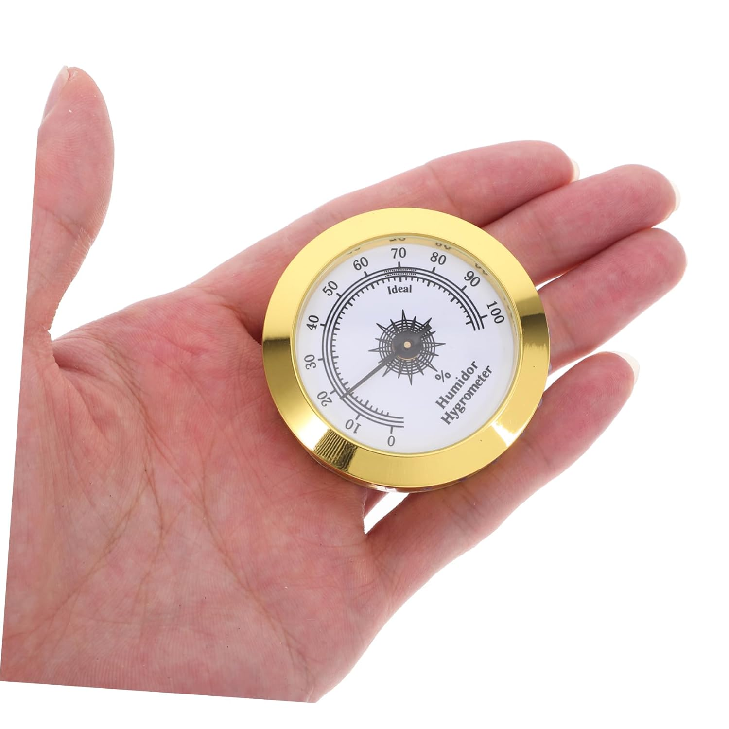 Tea Leaf Containers Humidor Hygrometer Metal round Analog Gauge Easy to Use for Cigar Boxes image number 1