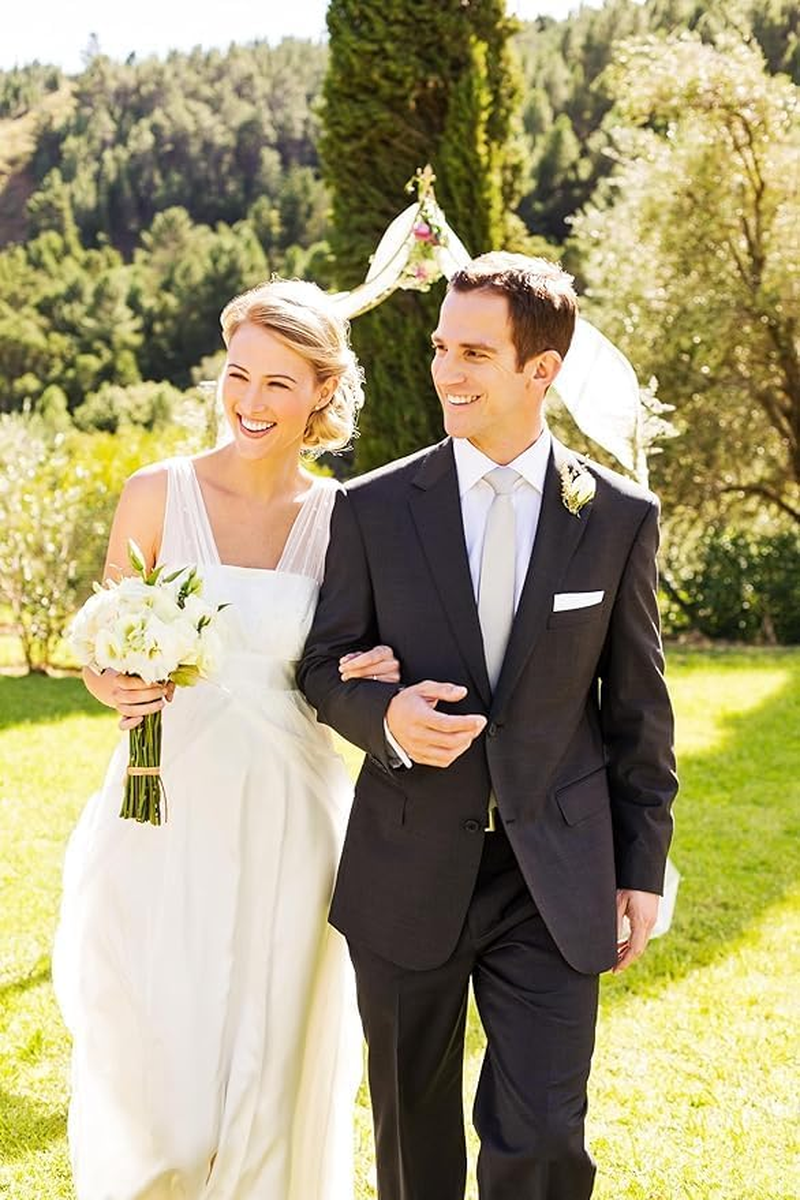 Men'S Tie Set,Solid Pure Color Necktie Classic Formal Plain and Pocket Square Set for Wedding Party Business Work Casual - Navy Blue image number 6