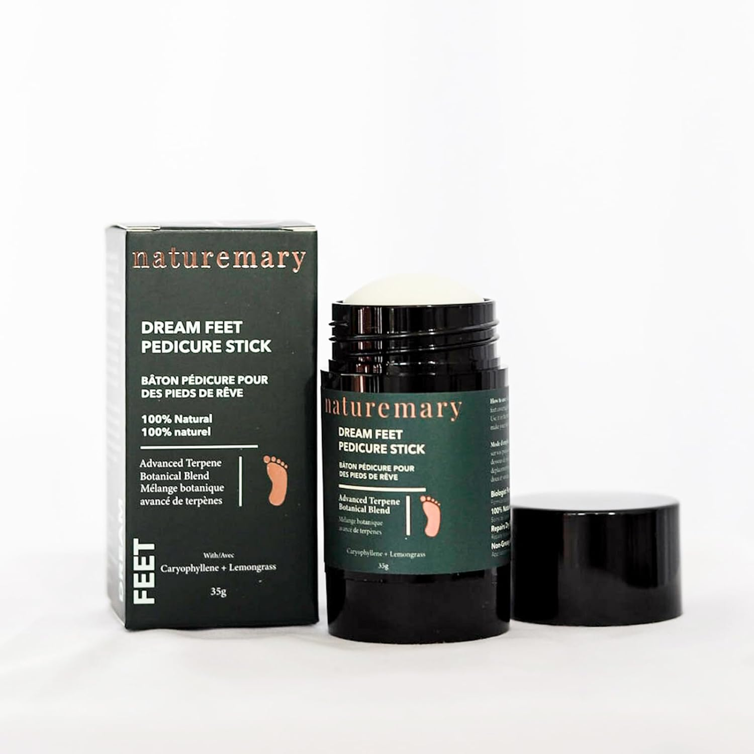 Naturemary Dream Feet Pedicure Stick - Nourishing Foot Balm - with Beeswax, Lemongrass, Babassu Seed Oil, and Mango Seed Butter - 35 G image number 2