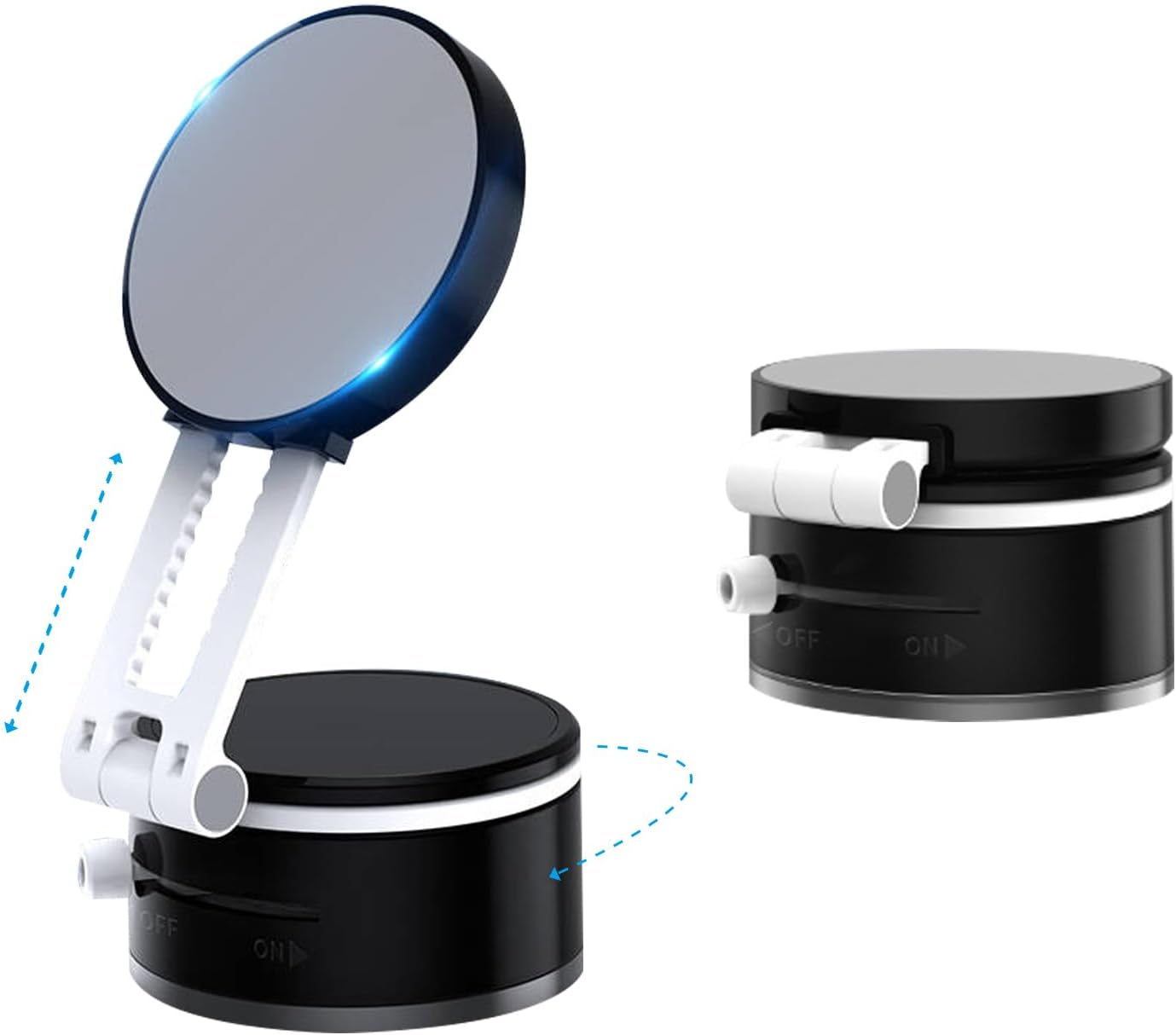 ROUMAYMAY Car Phone Holder Vacuum Suction Mount, Foldable Cup 360&deg; Rotation Retractable Adjustable Strong Magnetic for All Cell Phone Stand on Dashboard Vent Windshield, Black image number 3