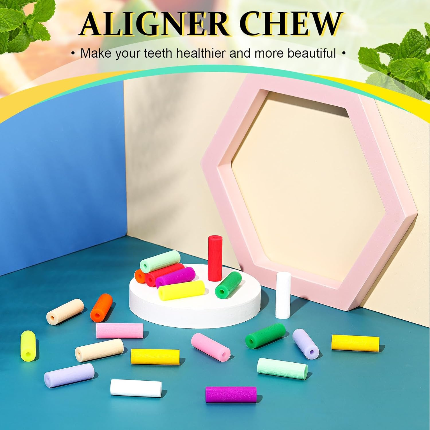 Konohan 110 Pcs Chewies Aligner Tray Seaters Chewies for Aligner Silicone Chompers Aligner Trays Seater Orthodontic Teeth Dental Chewies Invisible Accessories, 11 Colors and Flavors image number 4