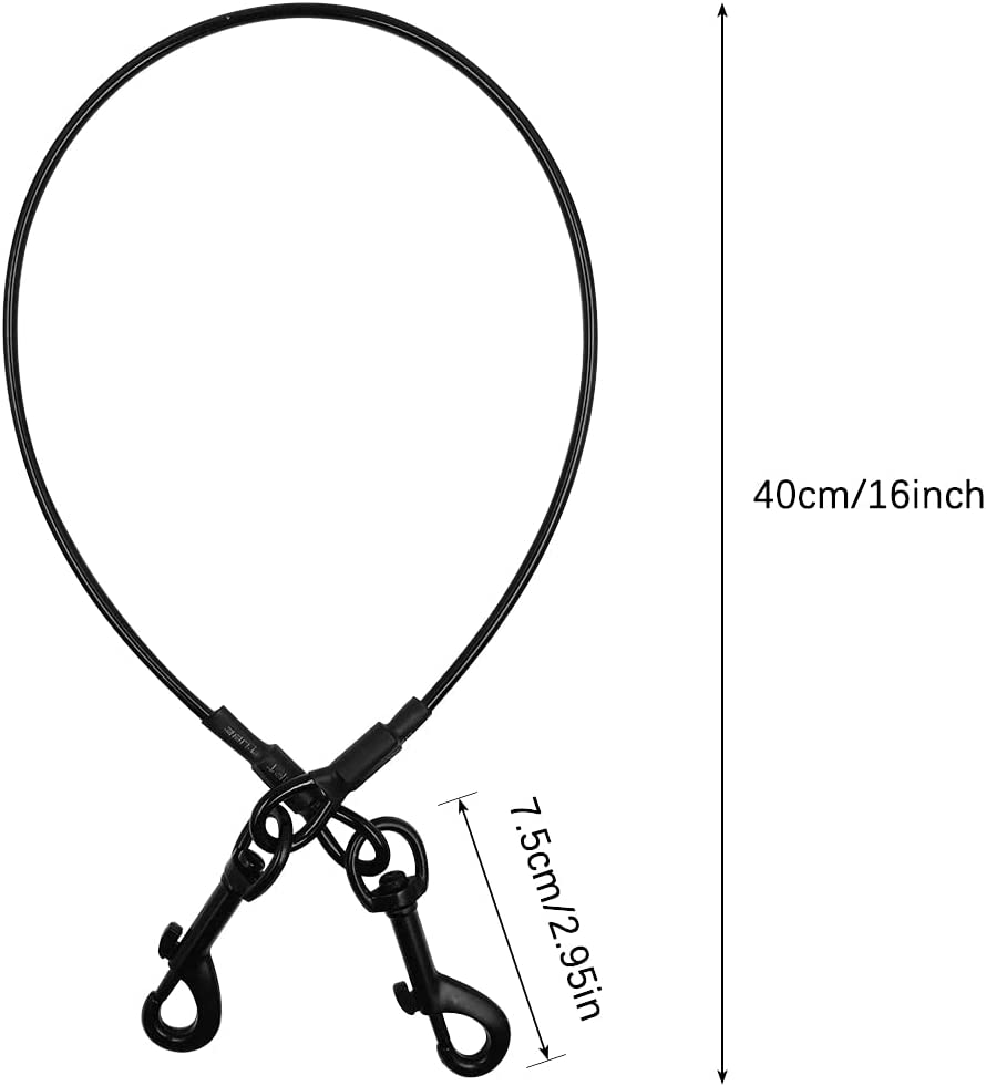 Yucool Dog Car Seat Belt Restraint, Stainless Steel Cable with Loops Short Wire Rope Lanyard Lock for Small, Medium, Large, and X-Large Dogs-Black image number 6