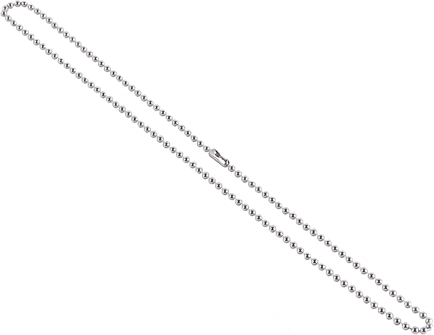 KONMAY 30Pcs 2.4Mm Size #3 304L Grade Stainless Steel Military Dog Tag Bead Ball Chain Necklace with Connectors image number 1