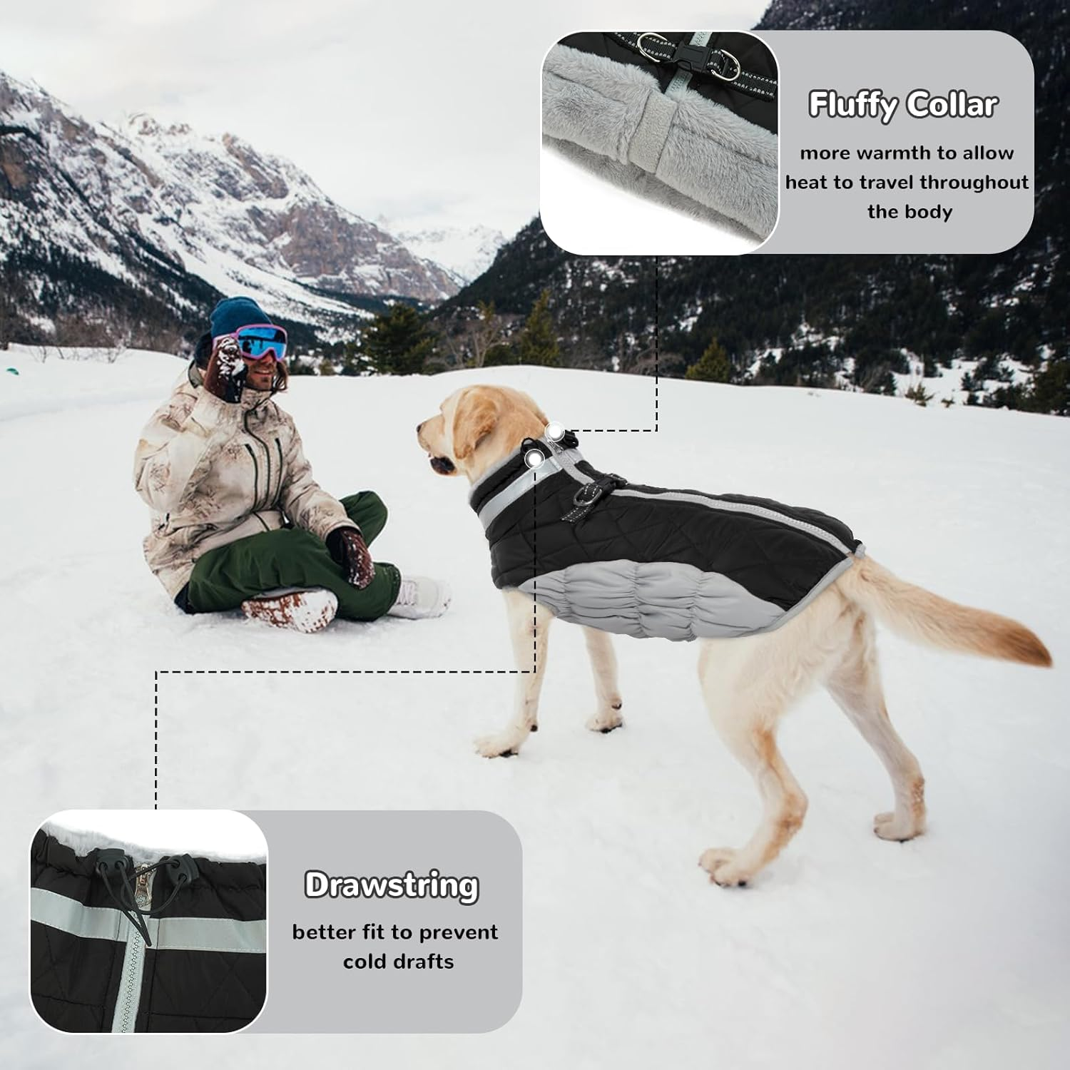 Hjumarayan Dog Coat for Small Medium Large Dogs, Dog Jacket Warm Dog Vest Winter Coat Dog Waterproof Dog Coat Lined, Dog Coat French Bulldog (Black L) image number 5