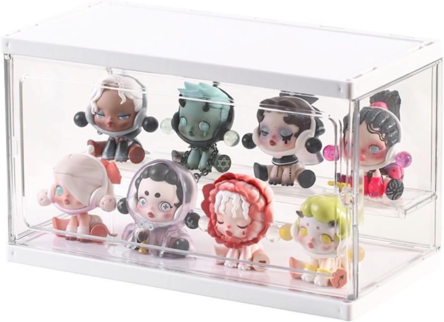 Toy Display Storage Box Acrylic Clear Display Case PET Transparent Case Figure Display Dust-Proof Cabinet Doll Toys Organizer Case Countertop Cube with Removable Ladder (Small - One Layer) image number 1