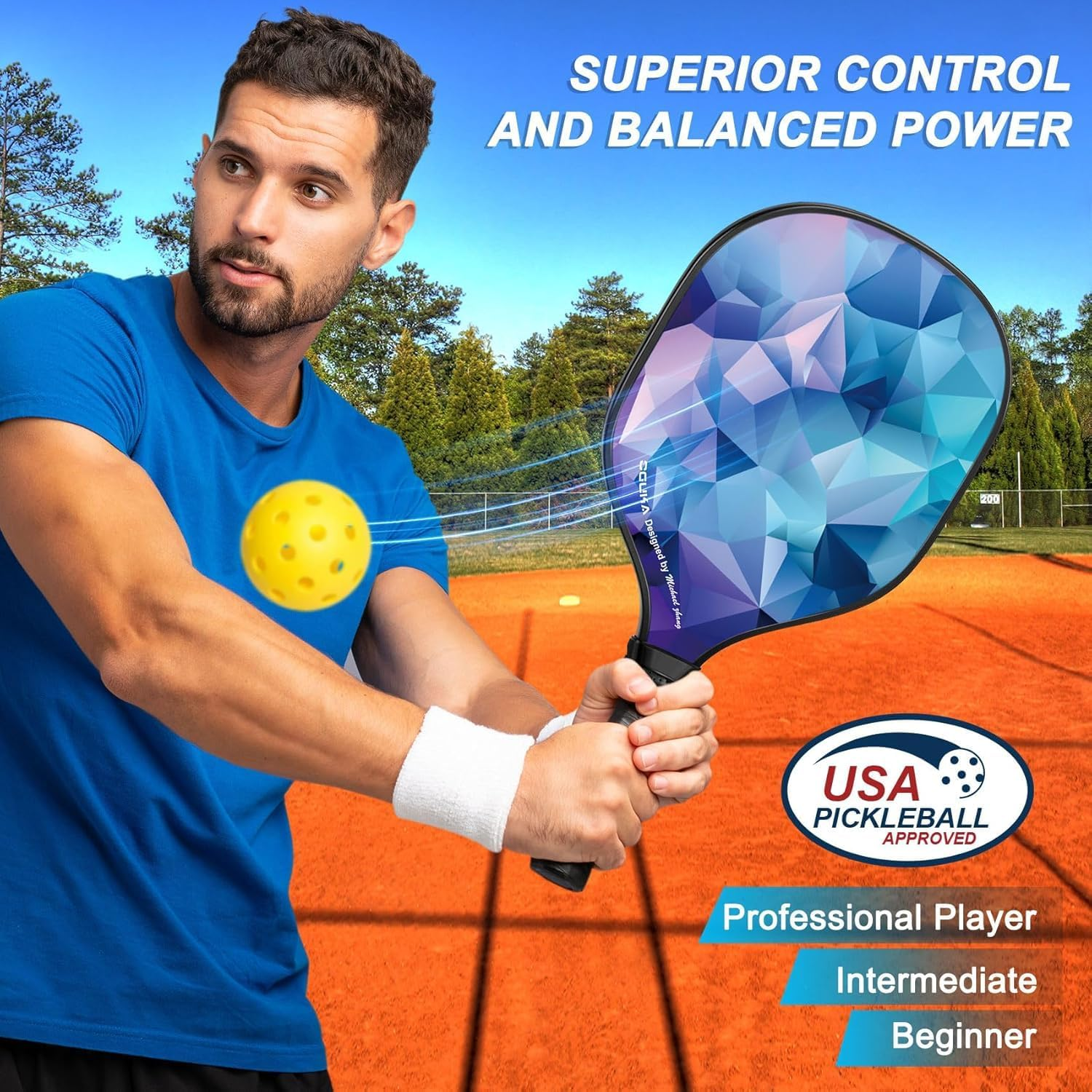 Premium Wood Pickleball Set - 4 Paddles, 4 Balls, Ergonomic Cushion Mesh Storage Bag - Gifts for Beginner and Pro image number 3