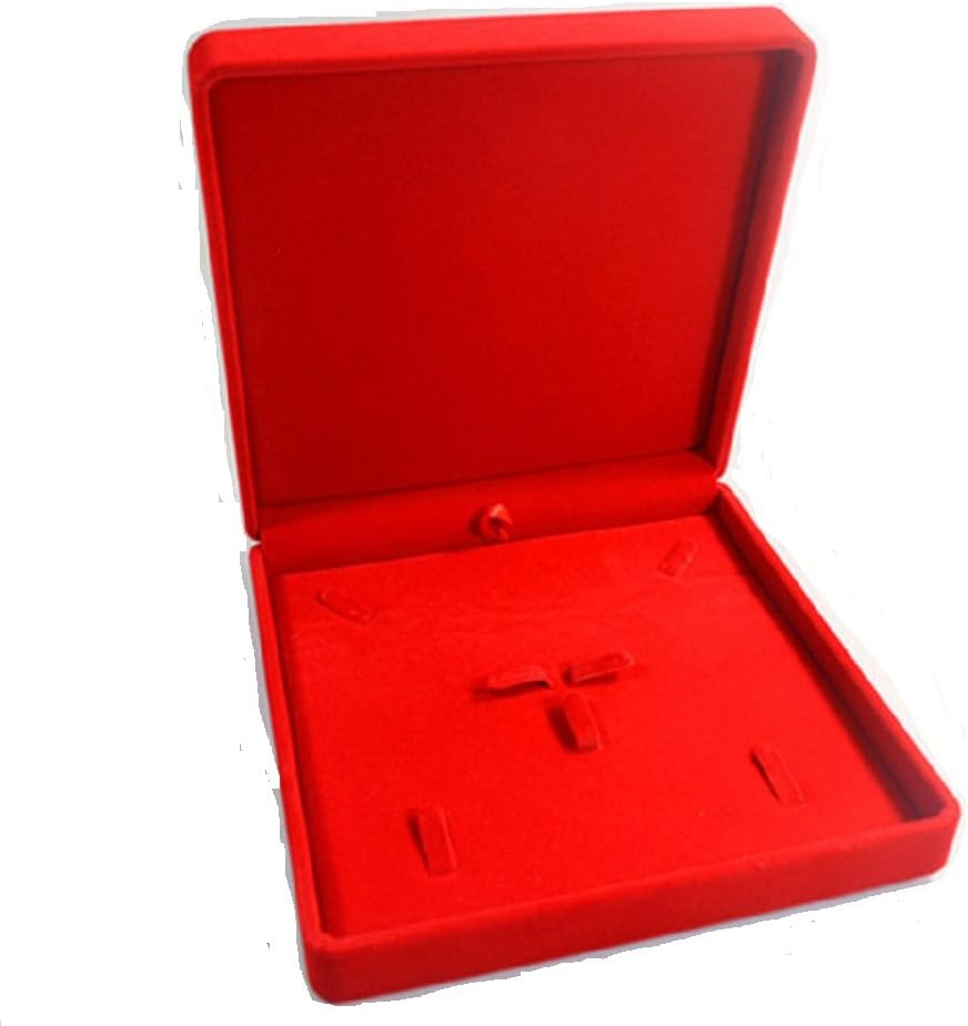 TIKIYOGI Jewelry Set Velvet Box Necklace Earring Ring Necklace Bracelet Gift Display Case Wedding Jewelry Storage Holder (Red) - Beige image number 3