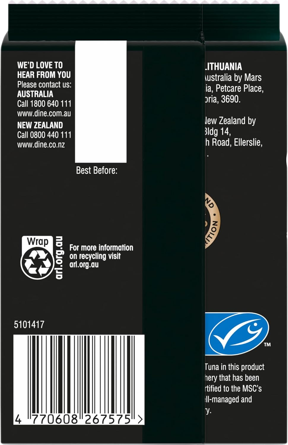 Dine Fresh and Fine Wet Cat Food Salmon, Tuna & Trout in Gravy 50G Pouch, 18 Pack