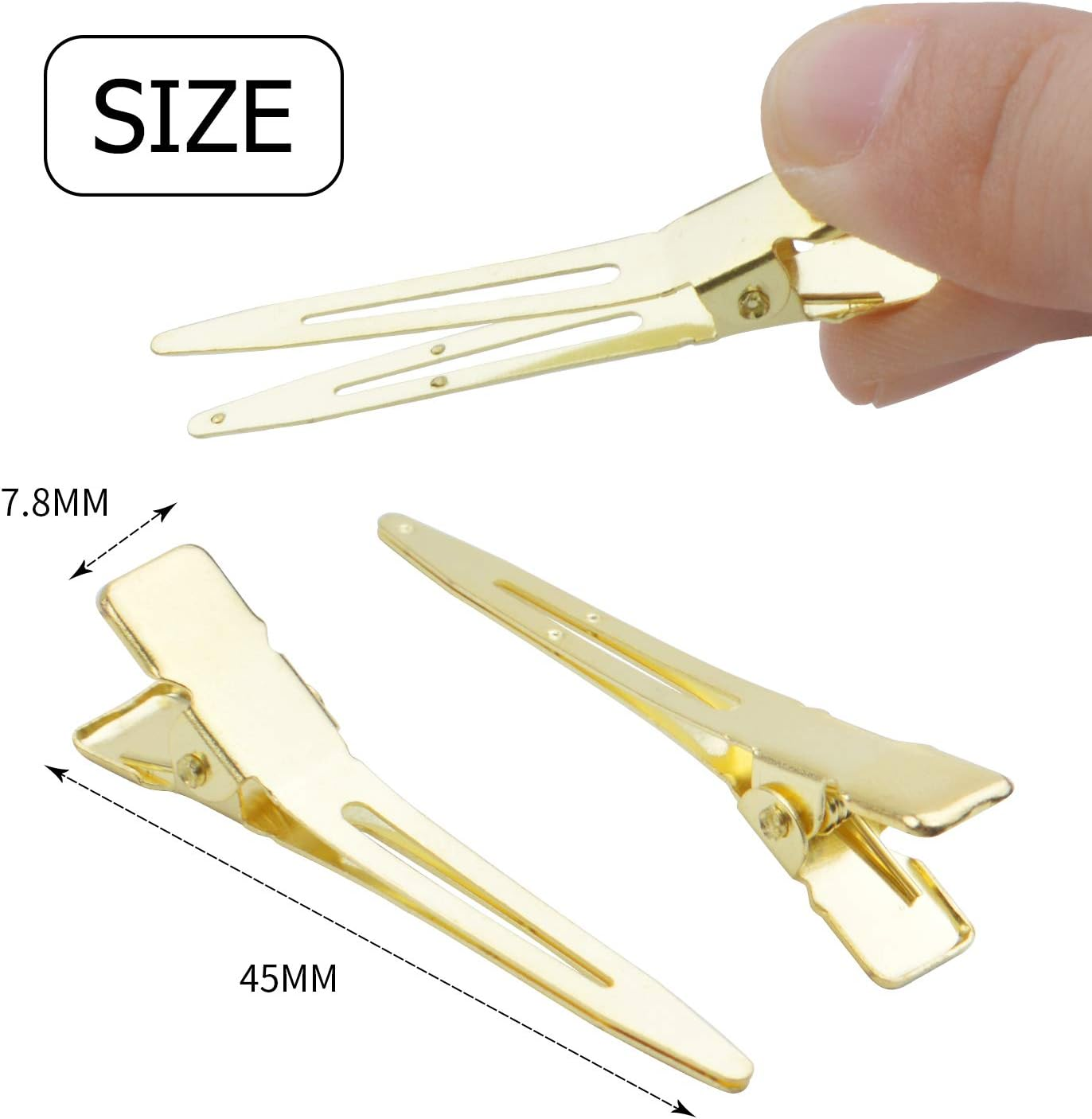 Bronagrand Hair Clips, 100Pcs 4.5Cm Single Prong Clips Gold Curl Pins Duckbill Section Clips for Hair Extensions Styling Crafting image number 4