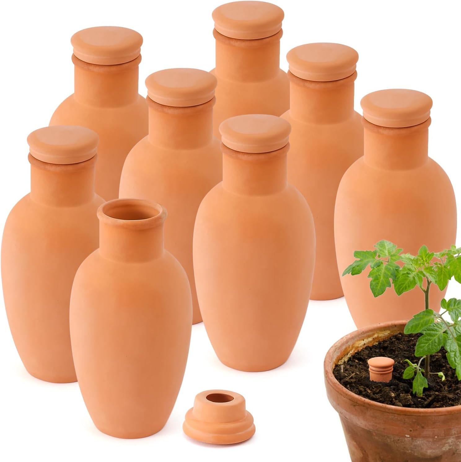 2Pcs Large Plant Watering Globes Ollas 10&times;5&times;5Inch 61Oz Terracotta Watering Pot Self Watering Planter Terra Cotta Clay Watering Spikes for Indoor Outdoor Plants Indoor Outdoor Large Reservoir Bulbs image number 2