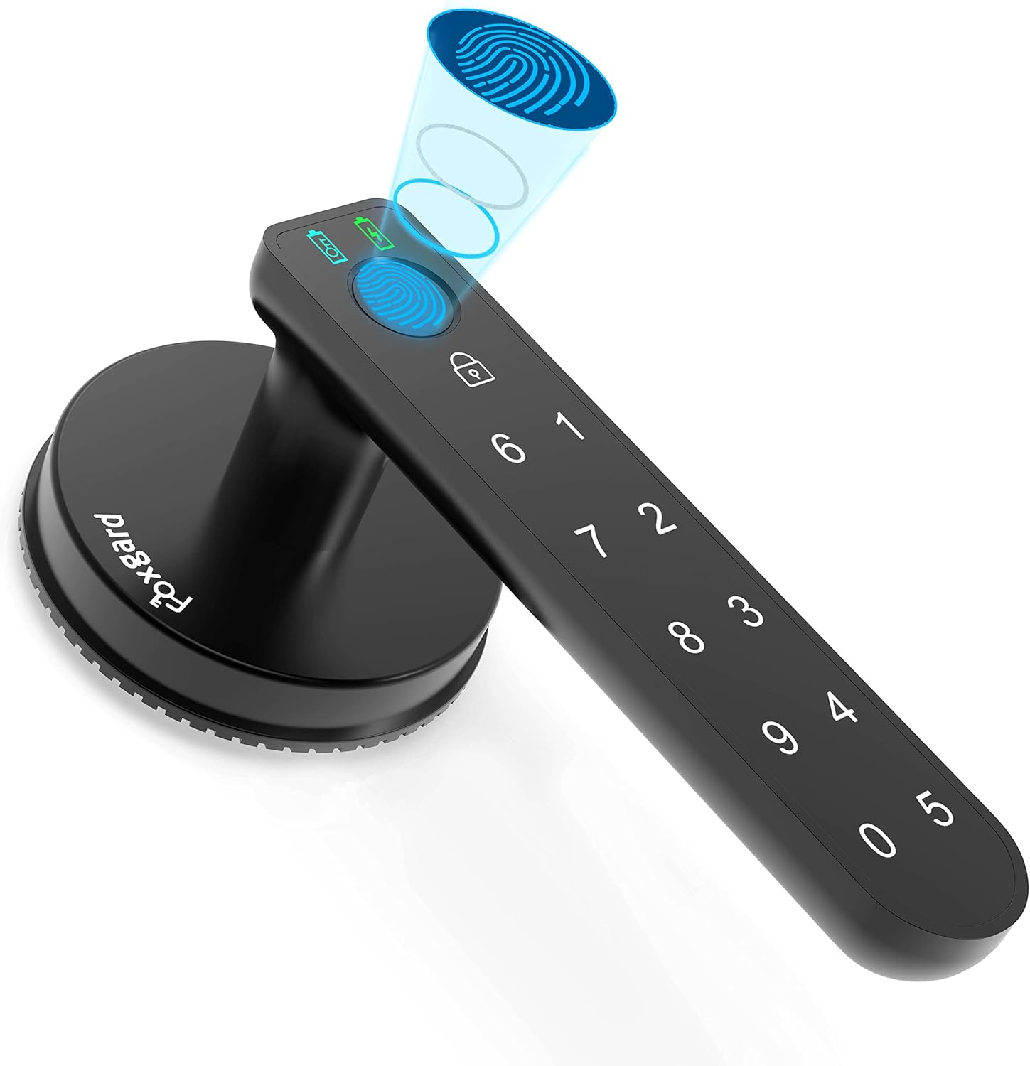 Foxgard Smart Fingerprint Door Lock, Biometric Door Lock, Electronic Door Knob with Keypad,Smart Door Knob with 100 Fingerprints, 50 Codes for Home,Bedroom, Office(Round)