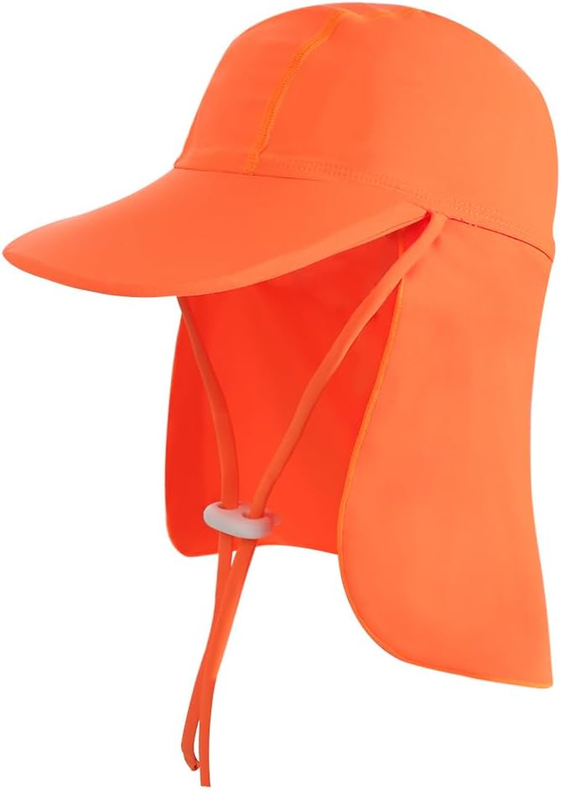 Kids Beach Sun Hat with Neck Flap UPF 50+ Summer Swim Cap with Adjustable Chin Legionnaires Hat Sun Protection Beach Hat Soft Neck Protection Sun Visor Baseball Cap for Travel Holiday Seaside image number 4