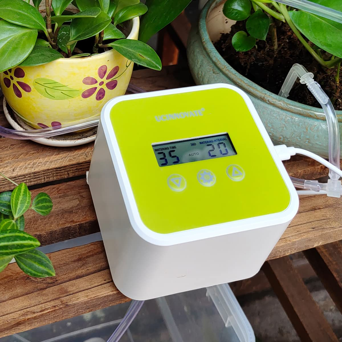 UCINNOVATE Upgraded Automatic Drip Irrigation Kit with Timer, Self Watering System with DIY 30-Day Programmable, Houseplants Greenhouse Watering Equipment for Potted Plants Powered by USB & Battery image number 1