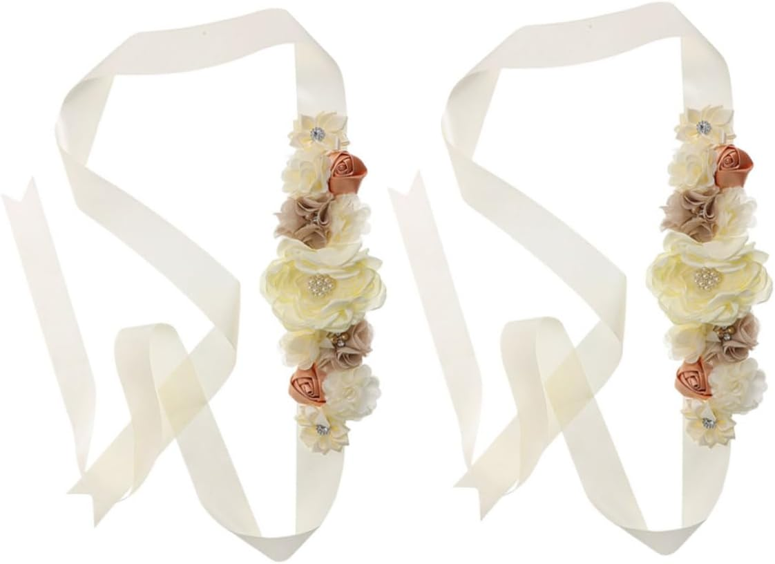 2Pcs Maternity Daisy Flower Sash Belt for Women Elegant Waist Support for Showers and Maternity Photoshoots Rhinestones