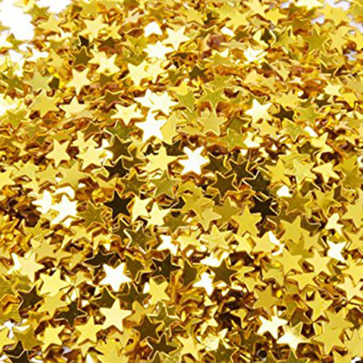 KOMBIUDA 6000Pcs Golden Star Confetti Glitter Metallic Foil Shavings for Table Decorations Weddings Parties DIY Crafts Smooth Flame Retardant Plastic Pack image number 5