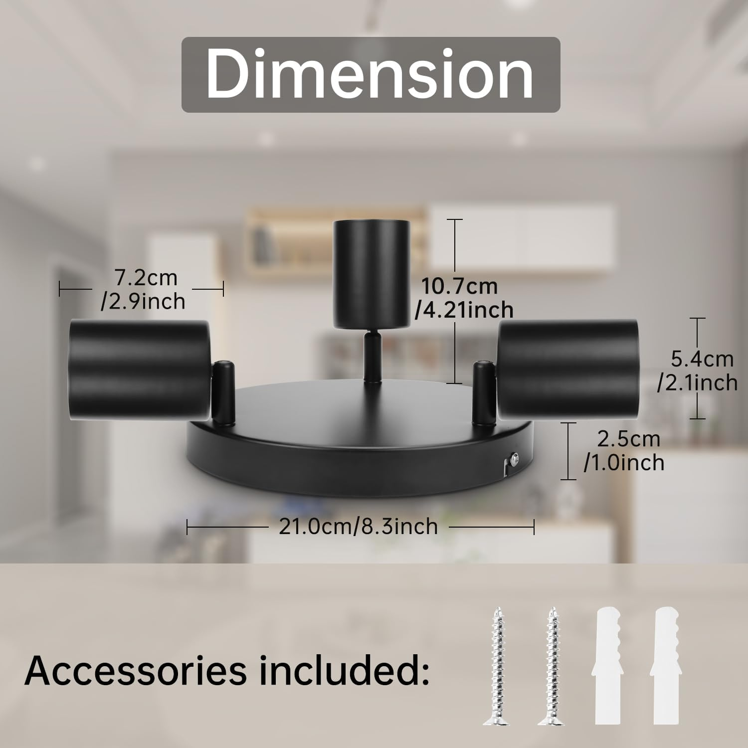 Dehobo LED Ceiling Spotlight 3 Bulbs round Black 350&deg; - Spotlight Light GU10 Swivelling - Ceiling Light Spotlights LED Vintage Ceiling Spotlight for Living Room Bedroom Kitchen - No GU10 Bulb image number 6