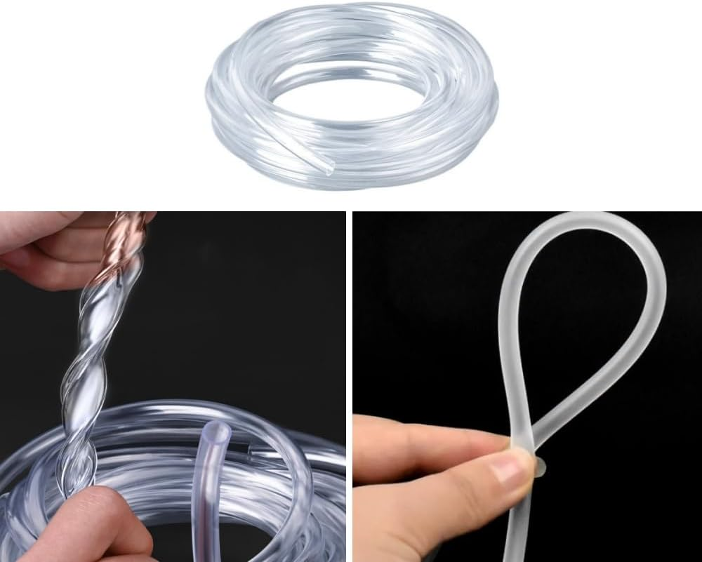 5 M Aquarium Air Line PVC Clear Fish Tank, Pure Silicone Tubing, Clear and Flexible Aquarium Airline Tubing，For Fish Tank Air Pump, Terrariums,Aquariums and Hydroponics (4 * 6Mm)