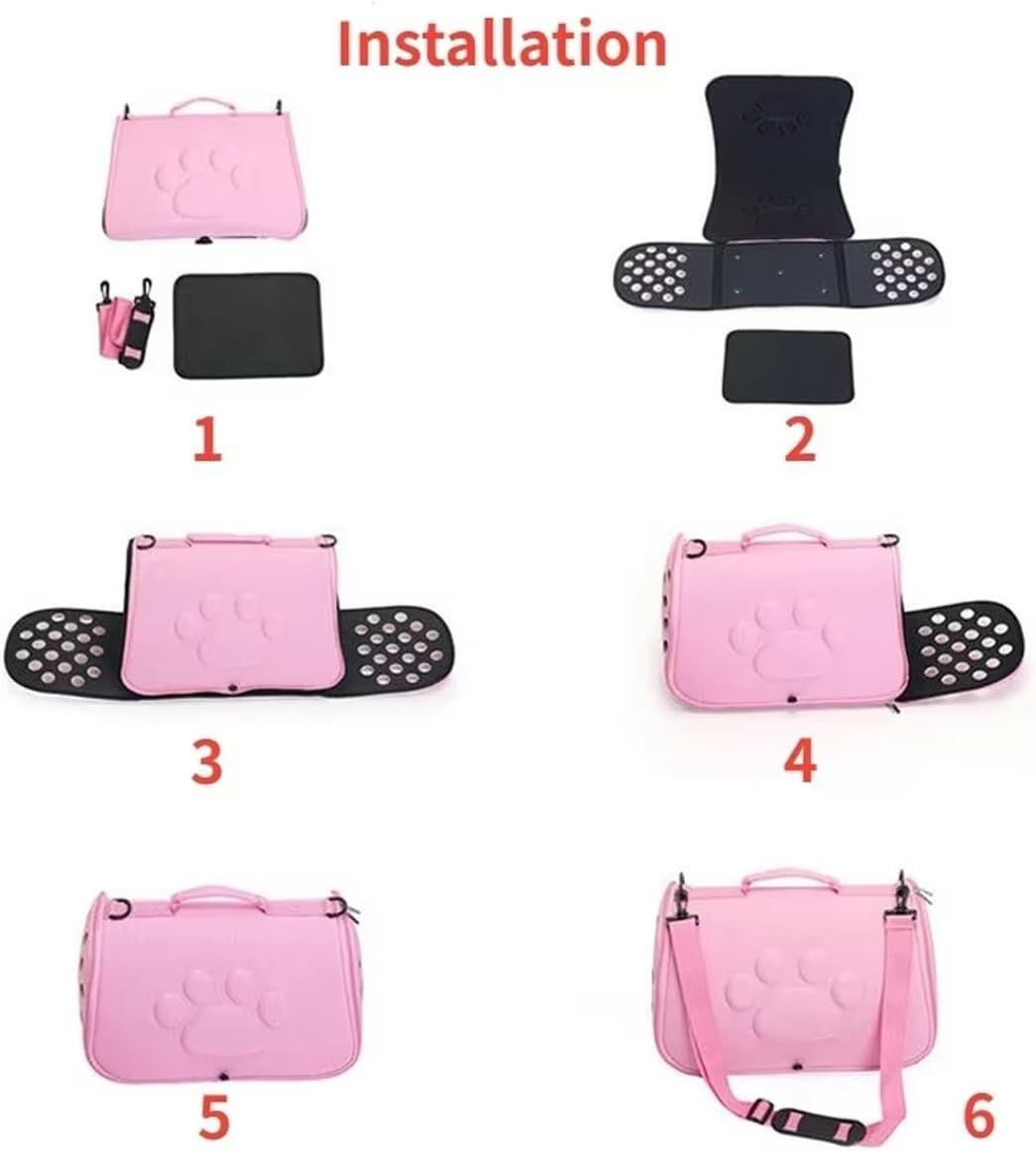 EVA Pet Travel Carrier Bag for Cats and Dogs | Breathable Portable Pet Shoulder Bag | Lightweight Pet Carrier with Paw Print | Comfortable Pet Travel Crate - Black-L image number 3