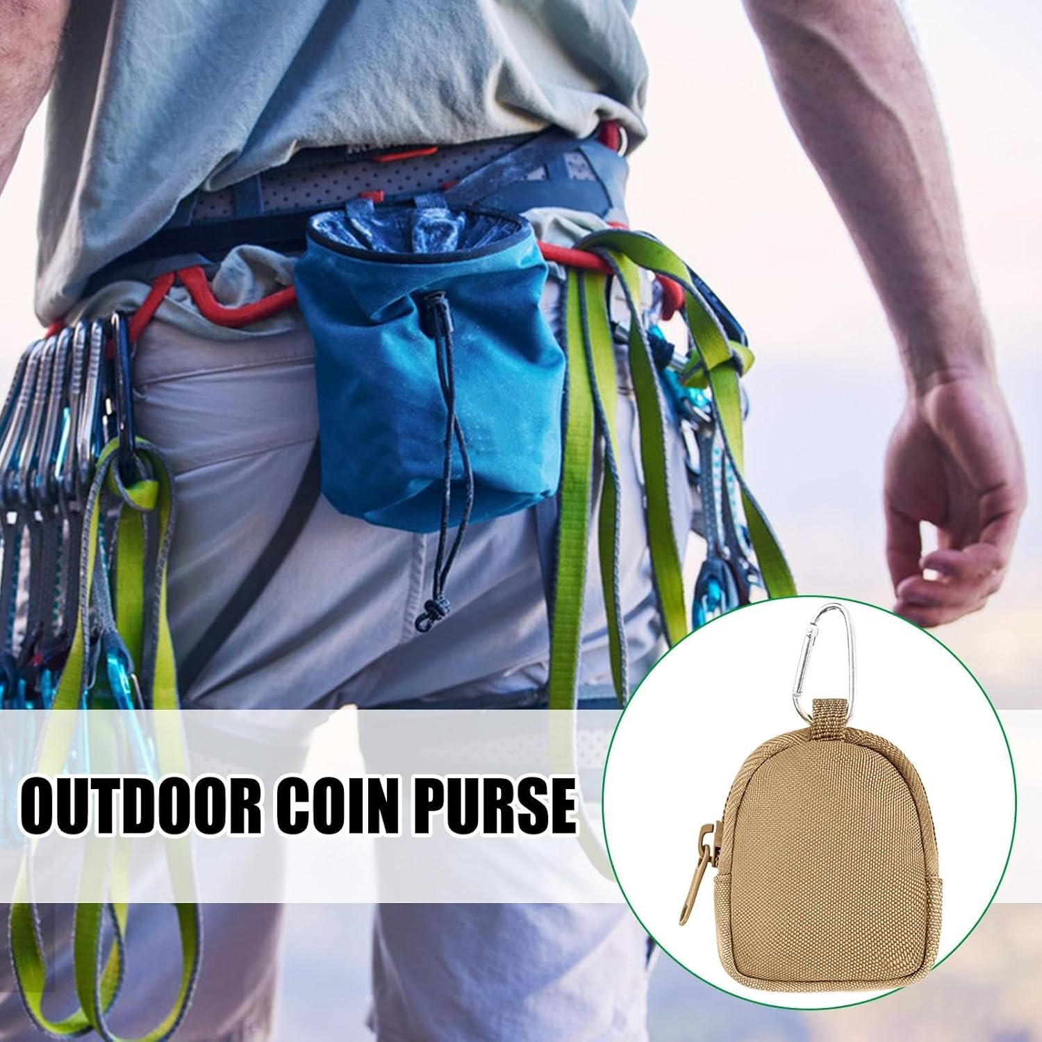 Small Bag Keychain, Small Bag for Backpack | Small Backpack Coin Purse | 8Cm/3.15" Small Bags Accessories, Cute Zipper Wallet Bag for Key, Mo, Khaki, Consulte La Descripci&oacute;n, See Description image number 1