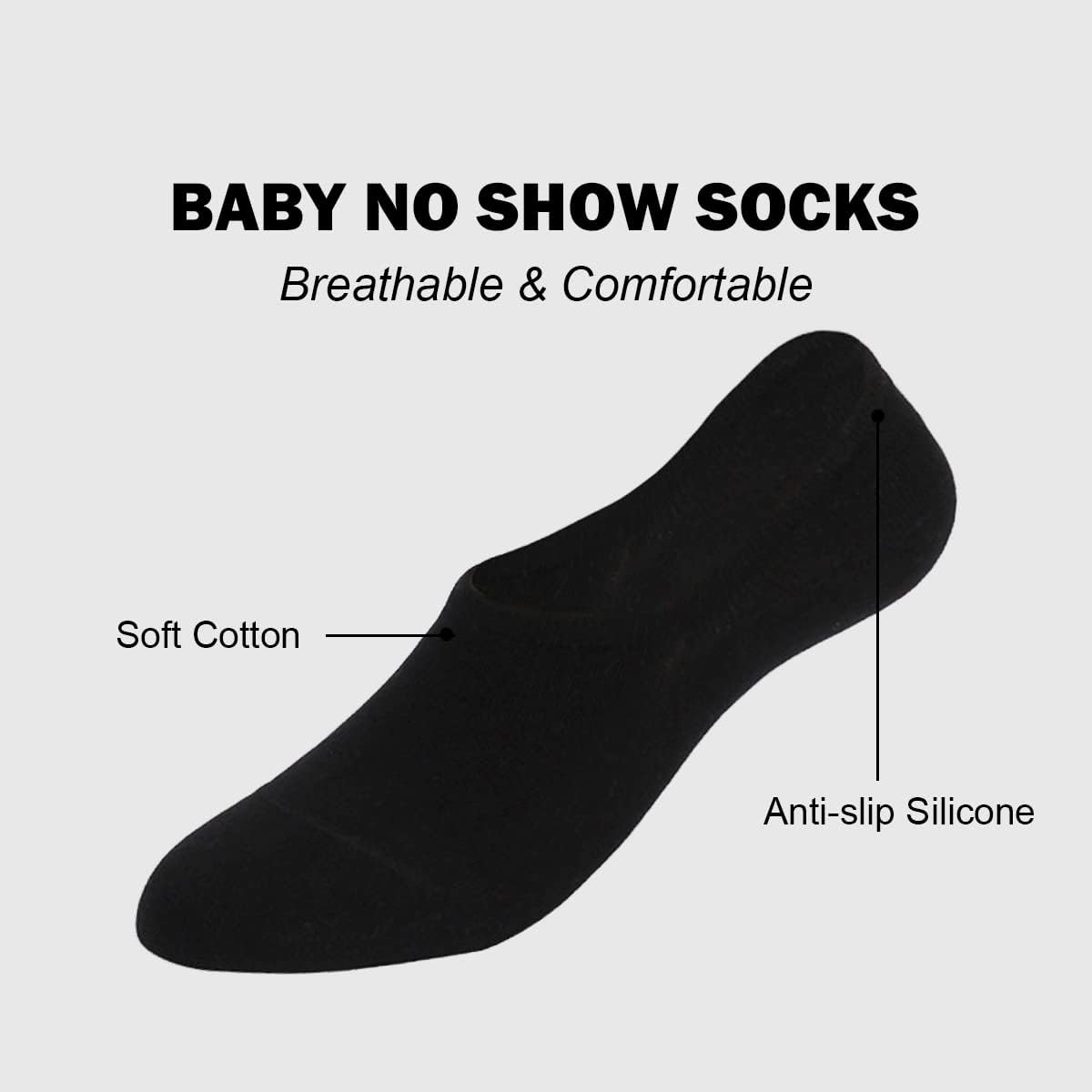 Marchare Baby No Show Socks Cotton Non-Slip Low Cut Socks for Girls Boys Infant Toddler Value Pack 6/10 Pairs image number 2