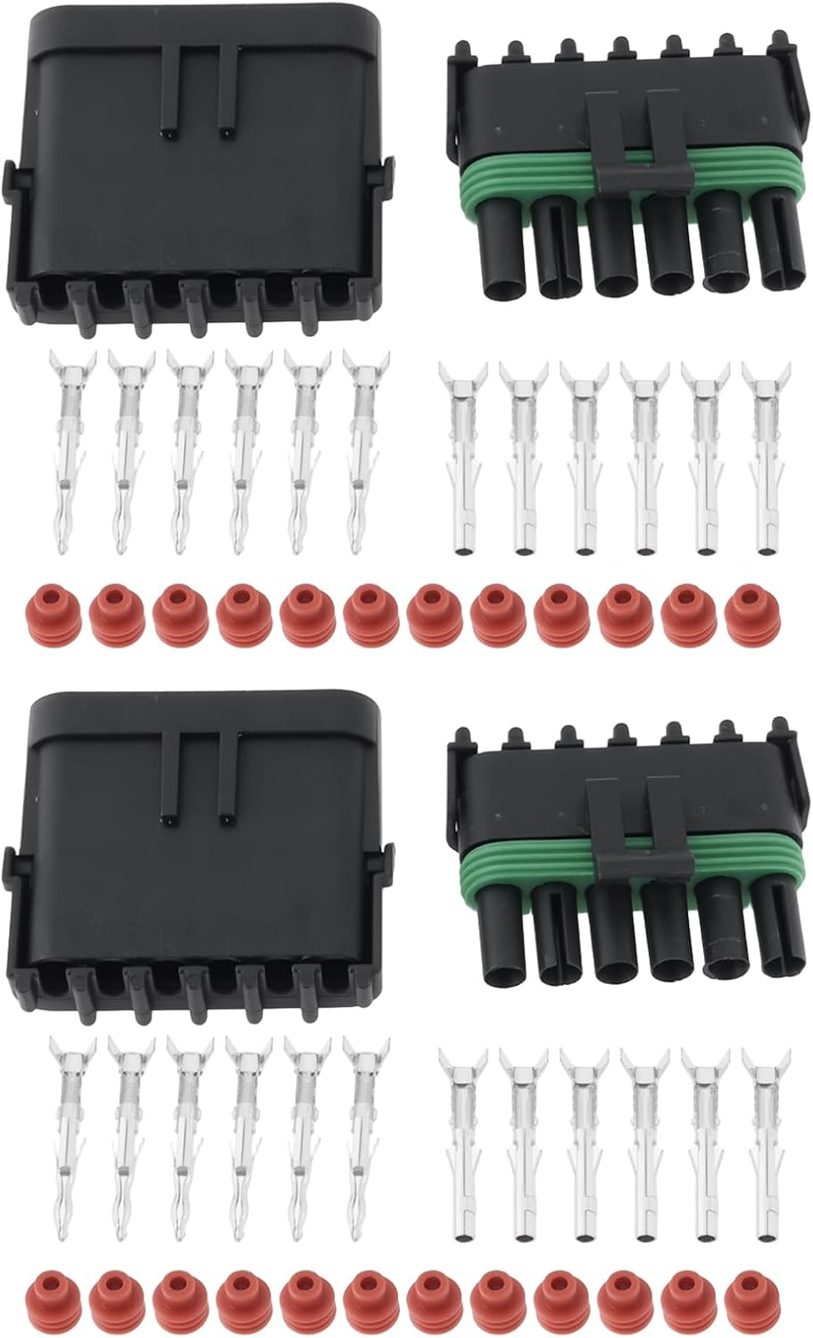 OTOTEC 2 Sets 6 Pin Car Waterproof Male Female Connectors Kit 14-16 AWG for Car Electrical Connector image number 1