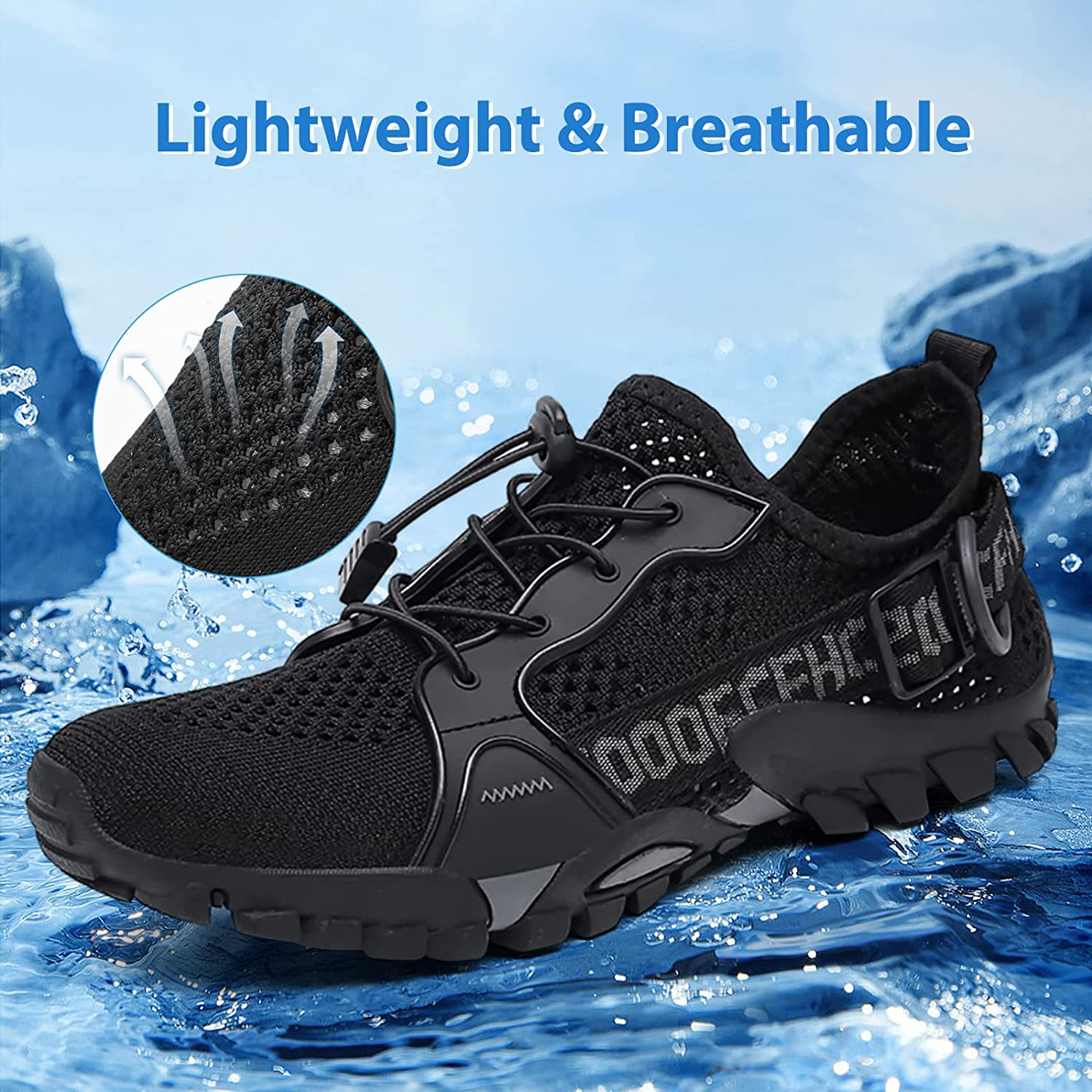 USOR Water Shoes for Men Women Quick-Dry Fishing Shoes Barefoot Aqua Outdoor Athletic Hiking Anti-Slip Shoes Comfort Waterproof Shoes image number 2