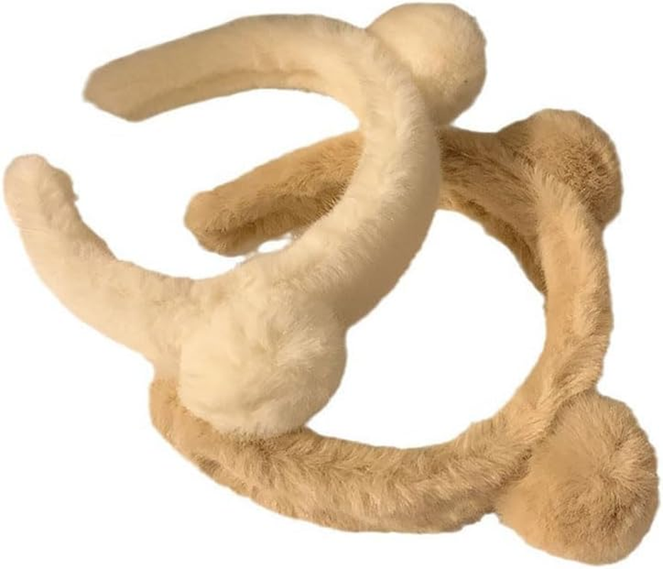 Bear Ears Headband, 2-Pack Plush Teddy Bear Ears Fuzzy Bear Ear Headband for Adults, Cute Animal Ears Headband Fluffy Bear Headbands Makeup Spa Face Wash Headband image number 4