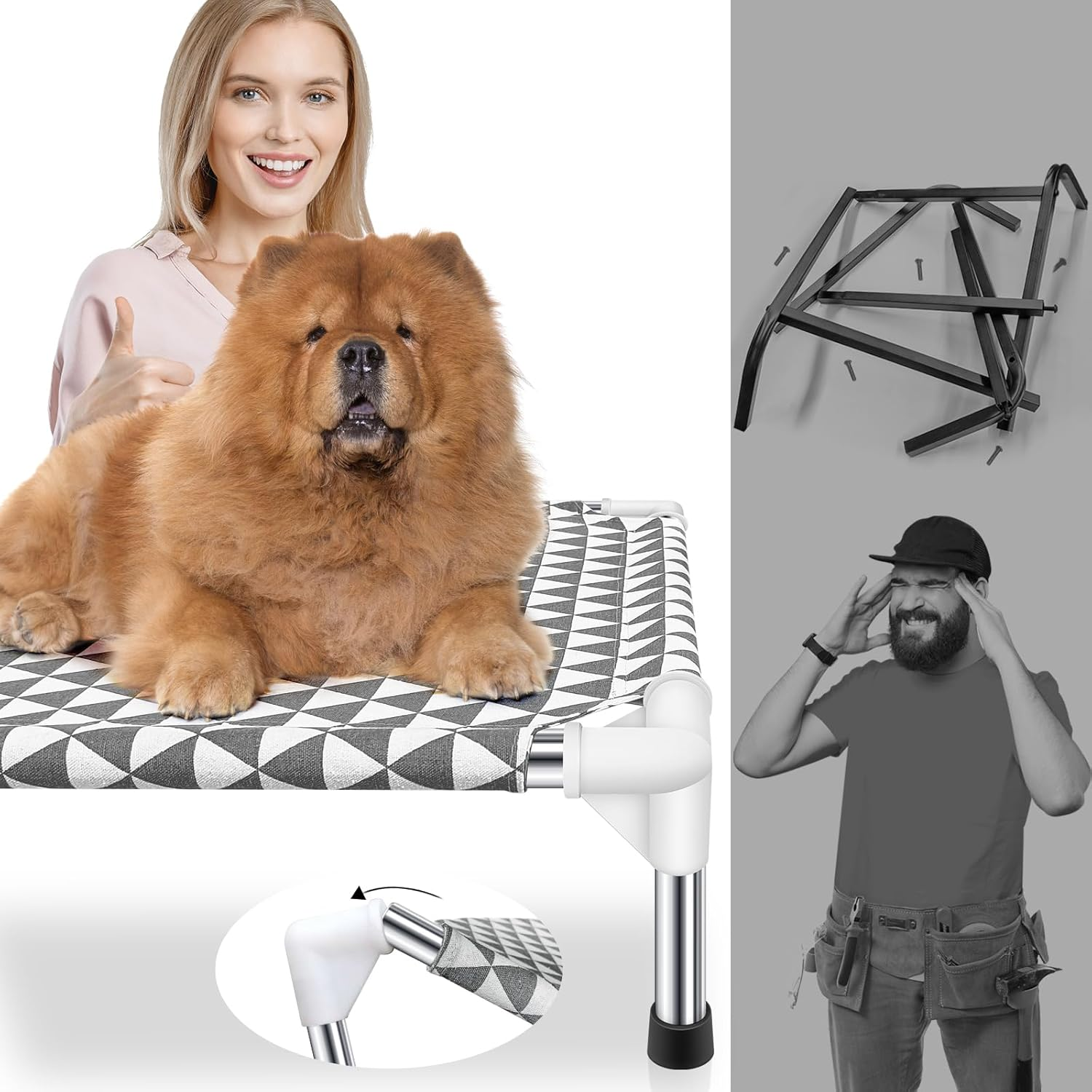 Elevated Outdoor Dog Bed, Medium Size, Cotton Material, Non-Slip Feet, Fits up to 70Lbs image number 1