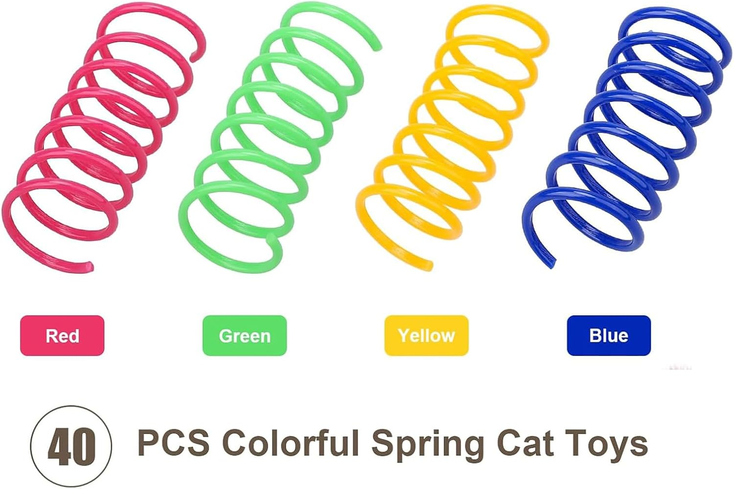 Spiral Toy Cat Toy Cat Spring Toy, 4 Colours, Colourful Wide Colourful Spiral Feathers, Spring Toy, Lightweight, Durable Plastic, Biting, Hunting, Pet, 40 Pieces image number 3