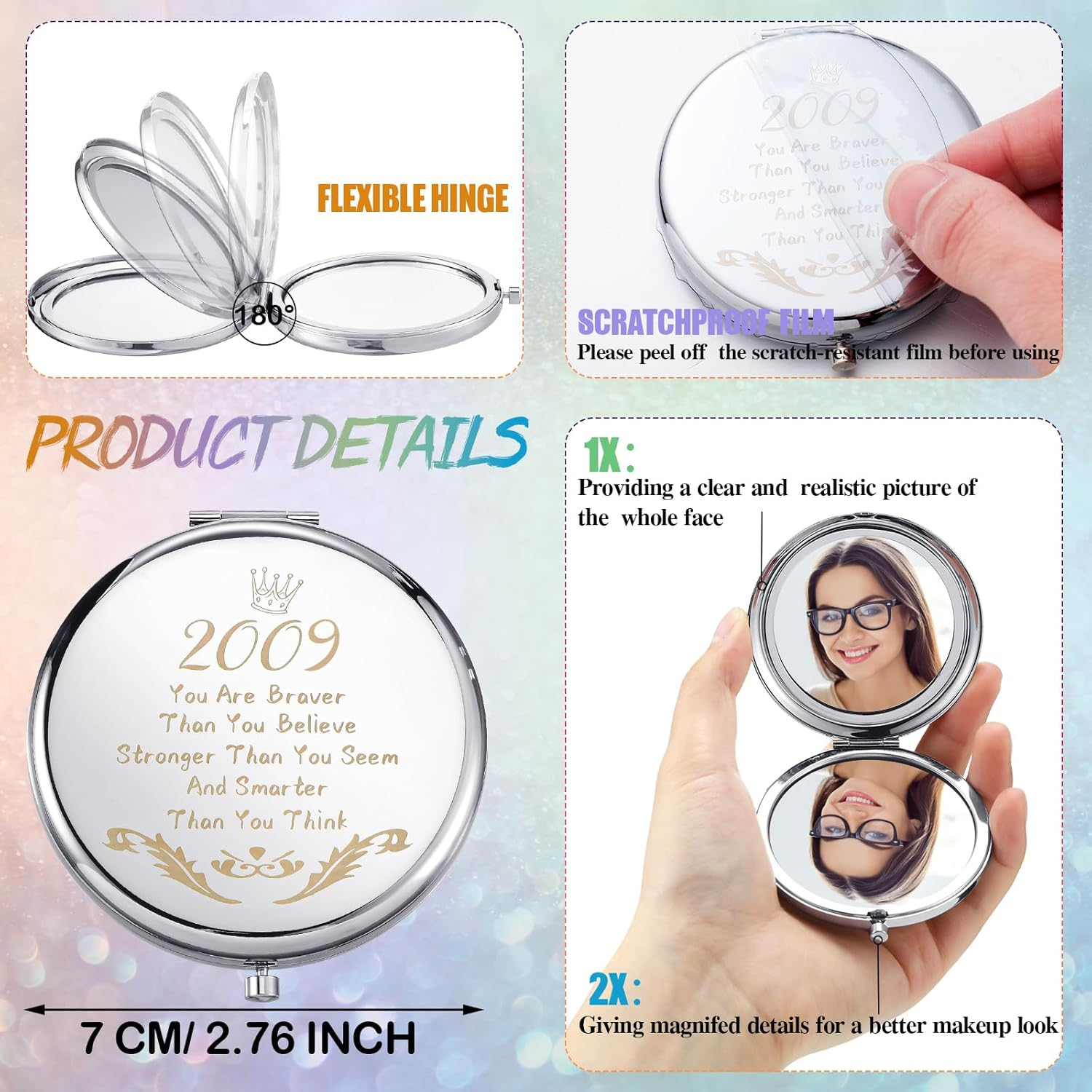 Didaey 16Th Birthday Gifts Set for Girls 2009 16 Years Old Gift, since 2009 16Th Birthday Makeup Pouch Bag 12 Oz Insulated Tumbler Stainless Steel Mirror Keychain for Bestie Daughter BFF, Multicolor image number 3