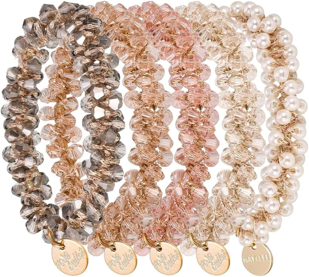 GXGM 5 Pieces Pearl Hair Bobbles Rhinestone Ponytail Holder Beads Elastic Hair Bands Hair Accessories Hairstyle Accessories Hair Accessories for Women and Girls image number 3