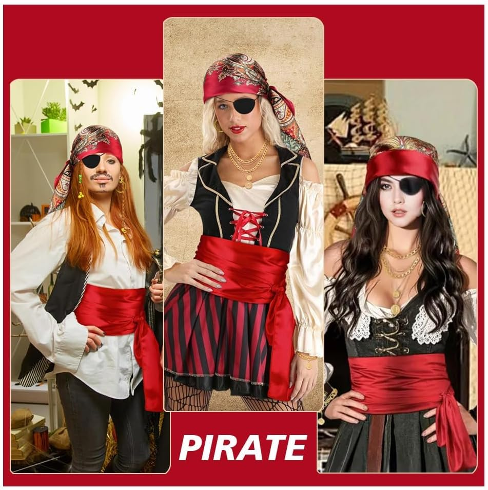 Halloween Women Pirate Costume Accessories Set for Men Pirate Head Scarf Necklace Belt Dress Accessories Pirate-Party Cosplay Renaissance image number 6