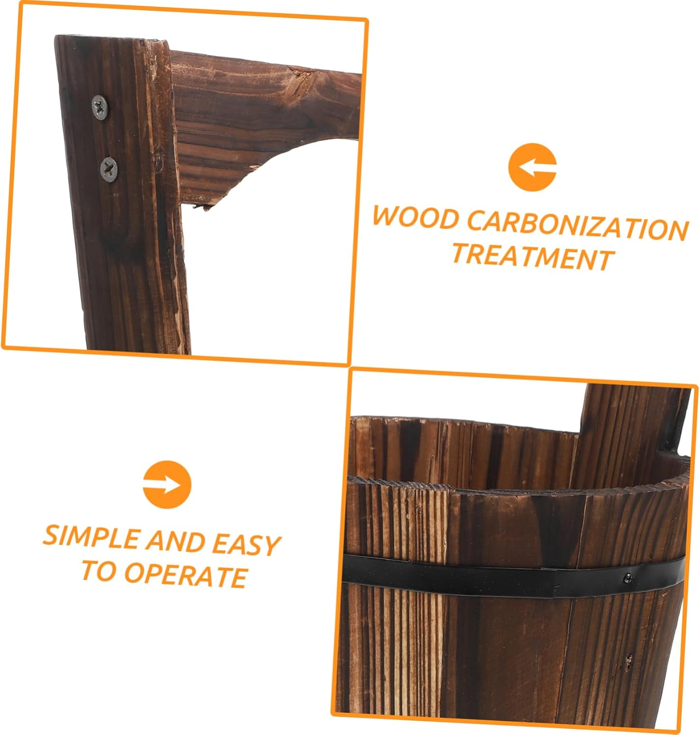 CIMAXIC Small Retro Planter Pot for Indoor Plants Barrel Planters Vegetable Growing Pot Gardening Accessory image number 2