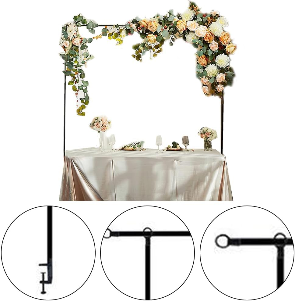 Wedding Arch Stand with Durable Material, Portable Rod Stand, Square Desktop Arch Bracket, Metal Balloon Flower Arch Stand, Decor Arch Holder for Wedding Birthday Party (Black, 2.42M) ﻿ image number 4