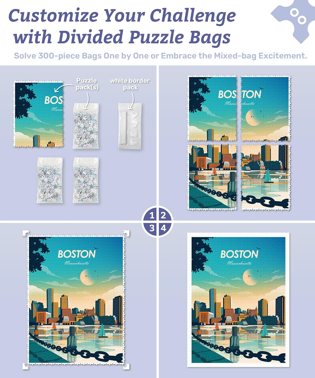 Piecerelax Plastic Jigsaw Puzzles for Adults 1000 Pieces Bea Muller - Sunset Walk in the Town Most Satisfying Table Games and Gifts No Puzzle Mat Required [H3497] image number 2