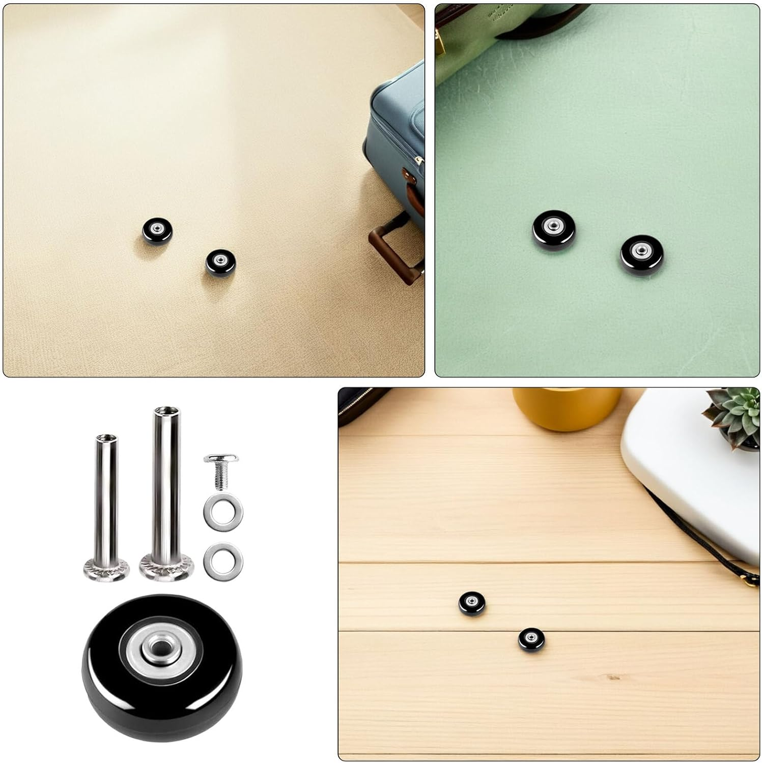 GAROZATION 6Pcs Luggage Wheel Replacement Kit 40X18Mm with Screws, Silent Swivel Suitcase Wheels Repair Parts for Travel Suitcase and Luggage Bag Assembly