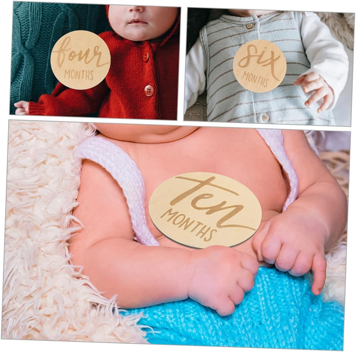 12Pcs Wooden Monthly Milestone Cards for Growth Milestone Signs Keepsake for Newborn Photoshoot image number 2