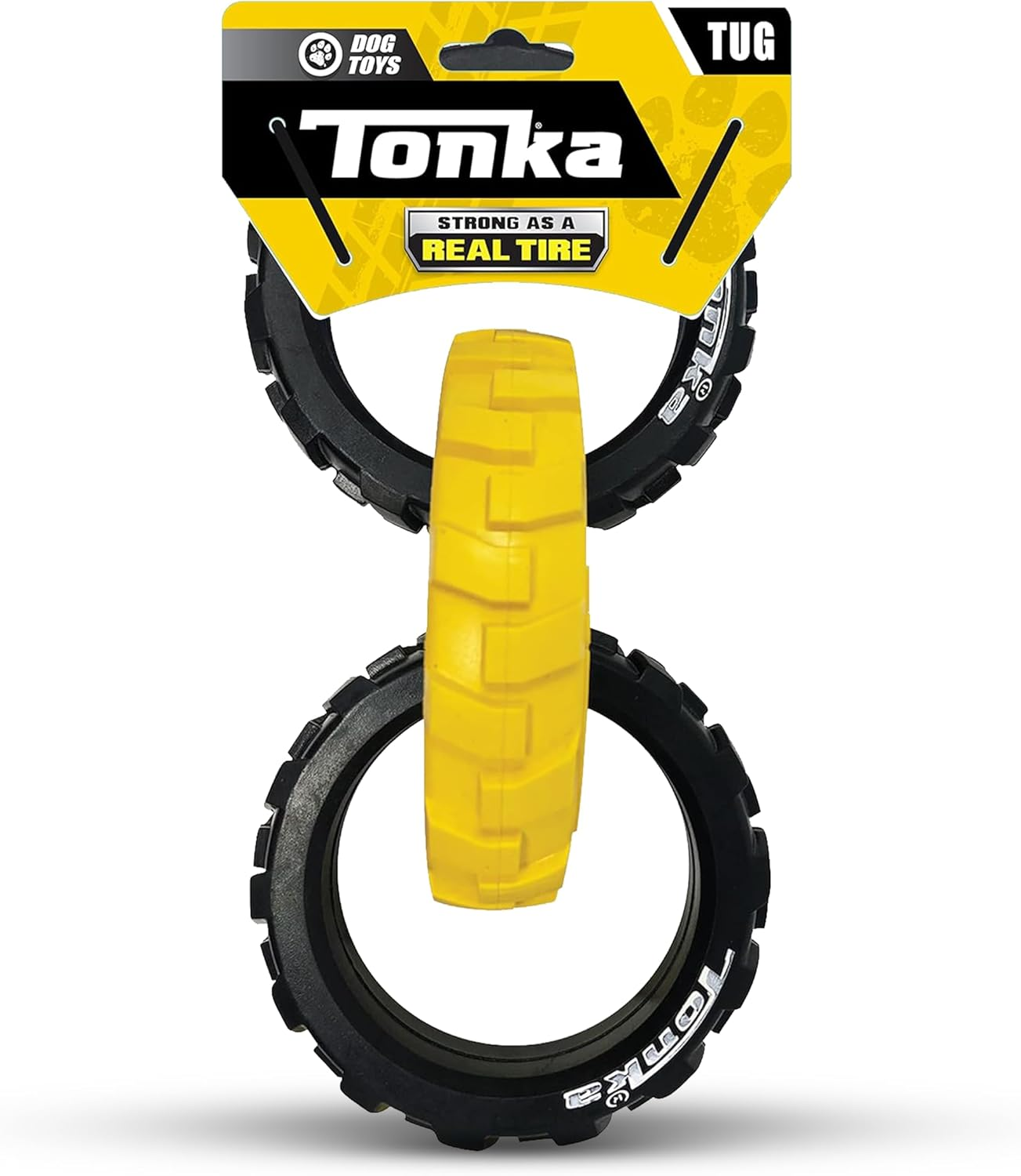 Tonka Rubber 3-Ring Tug Dog Toy, Lightweight, Durable and Water Resistant, 10.5 Inches, for Medium/Large Breeds, Single Unit, Yellow/Black image number 2