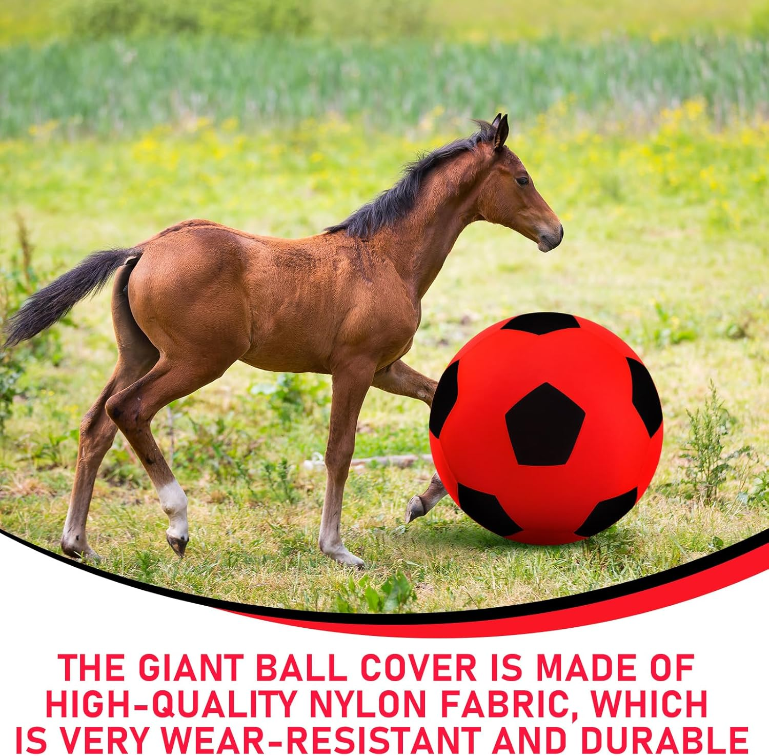 Vercanmonth Giant Herding Ball with Ball Cover anti Burst Ball Please Watch VCR for How to Inflation Horse Toys for Horses Stall Entertainment Play, Pump Included(Red Color,40 Inches) image number 1