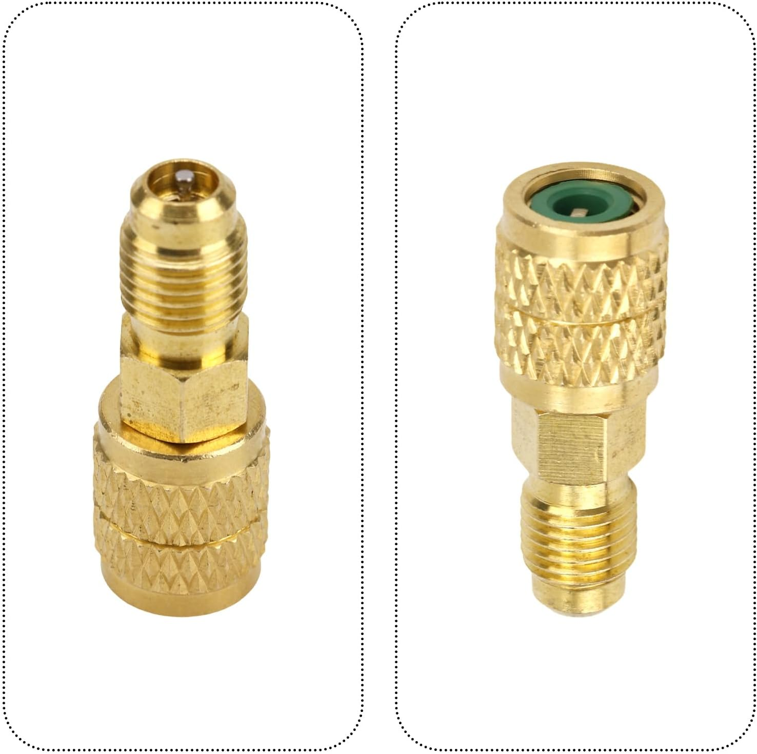2 Pcs R32 & R454B Refrigerant Brass Adapter, 1/4" Internal Thread to 1/4" External Thread Quick Connect Fittings for Mini Split Systems AC Vacuum Pump & Gauge Hose Connector