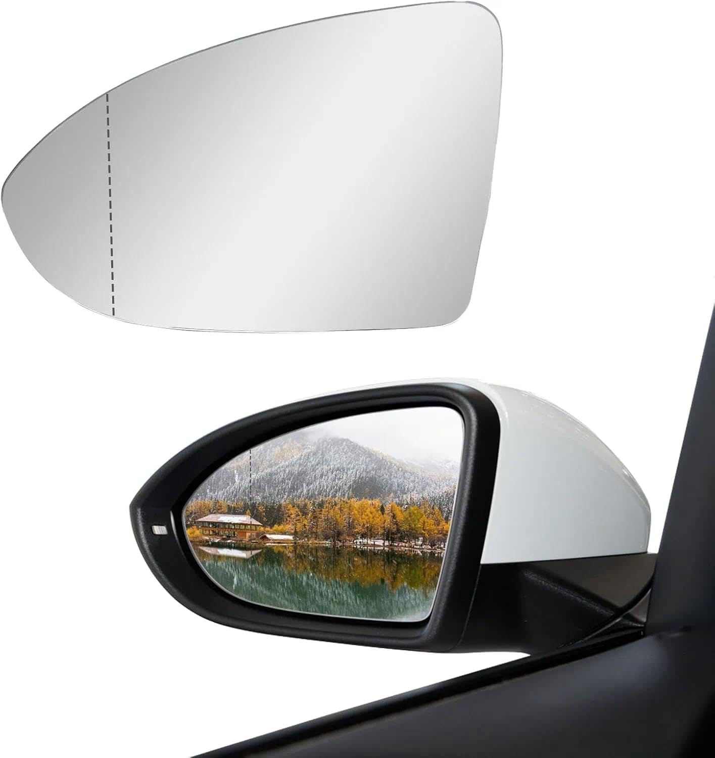 Left Heated Side Mirror Glass, Compatible with Volkswagen Golf, GTI, Jetta, R, and More, Heated Function for Clear Vision, Easy Installation image number 1