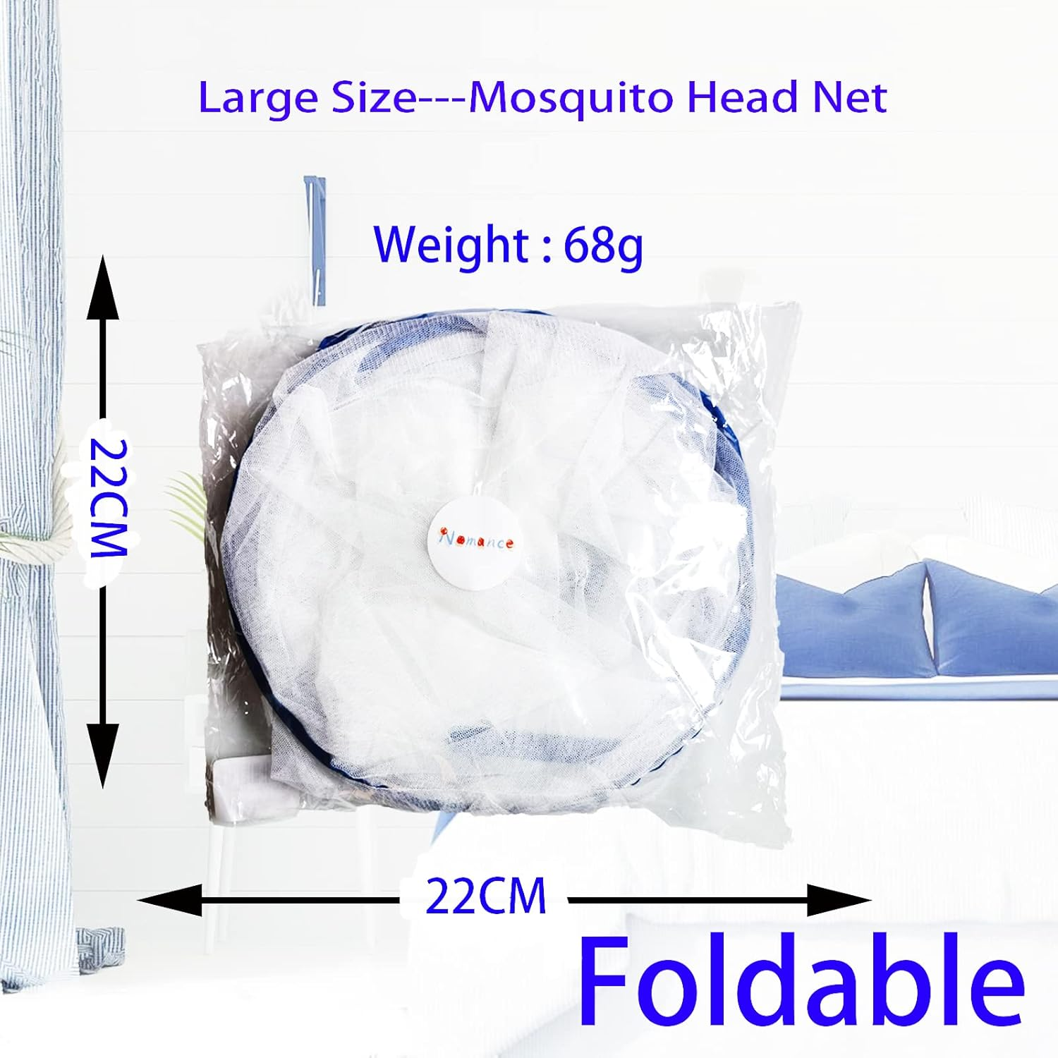 CMINGJ Portable Mosquito Head Net Foldable Pop-Up Travel Essentials Mosquito Net for Bed Free Installation-Large Size Suitable for Bedroom, Camping, Nap (Large) image number 6
