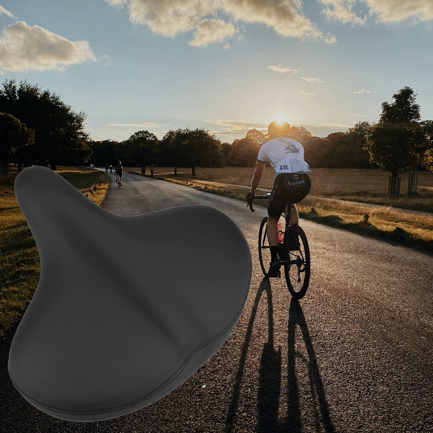 Comfortable Bike Seat Cushion for Women Men, Filled with Soft Memory Foam for Mountain and Road Exercise Bike Seat or Spin Bike Accessories Indoor Cycling Bike Waterproof Bicycle Seat image number 2