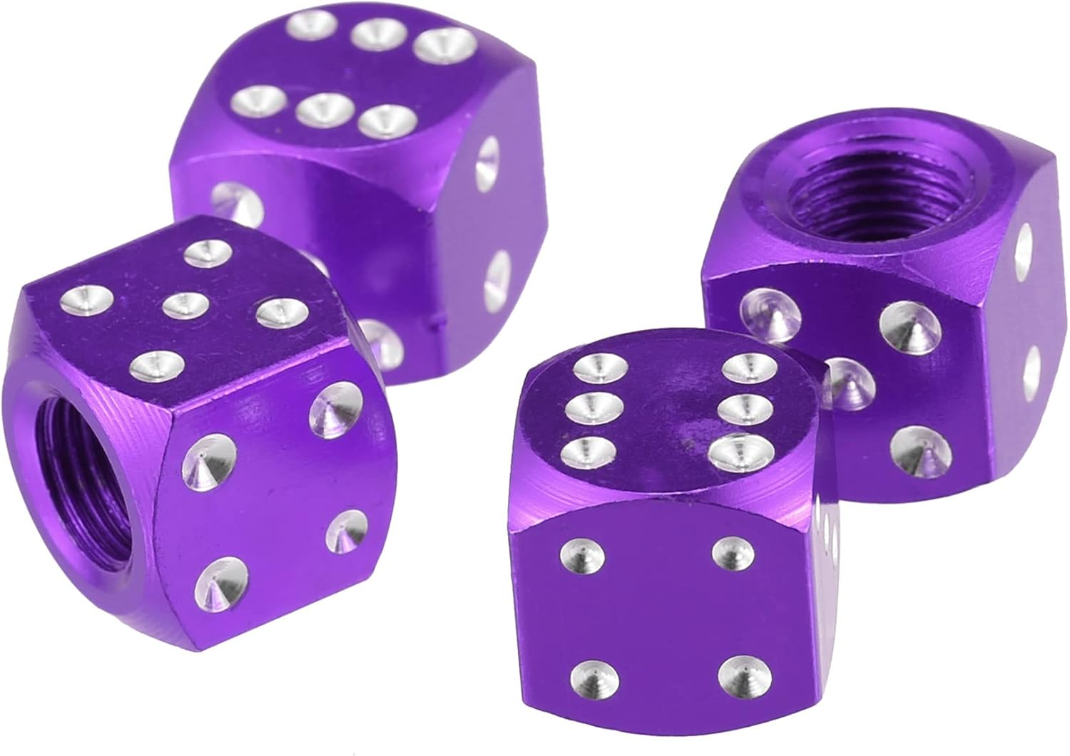 X AUTOHAUX 4Pcs Aluminium Alloy Purple Tire Valve Caps Wheel Valve Covers Dustproof for Car Truck - Purple image number 3